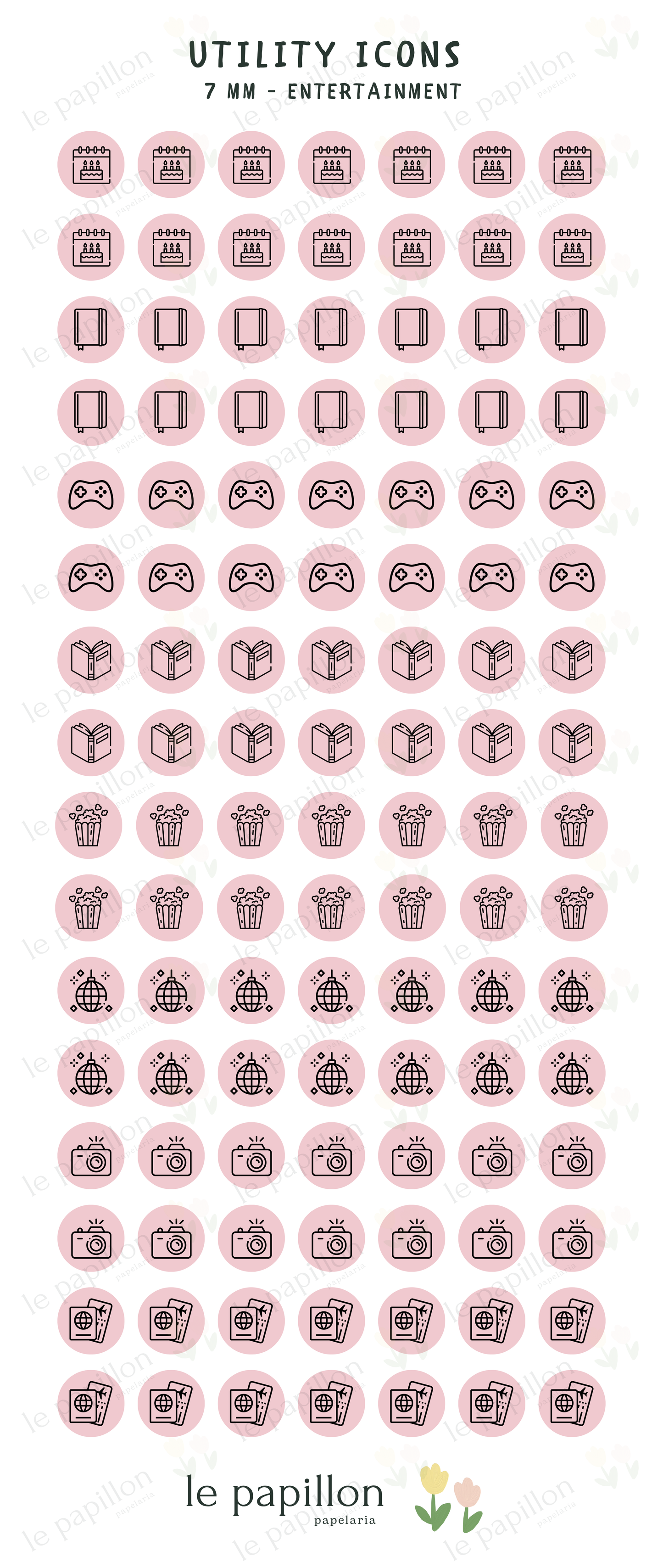Cartela Utility Icons 7mm - Entertainment