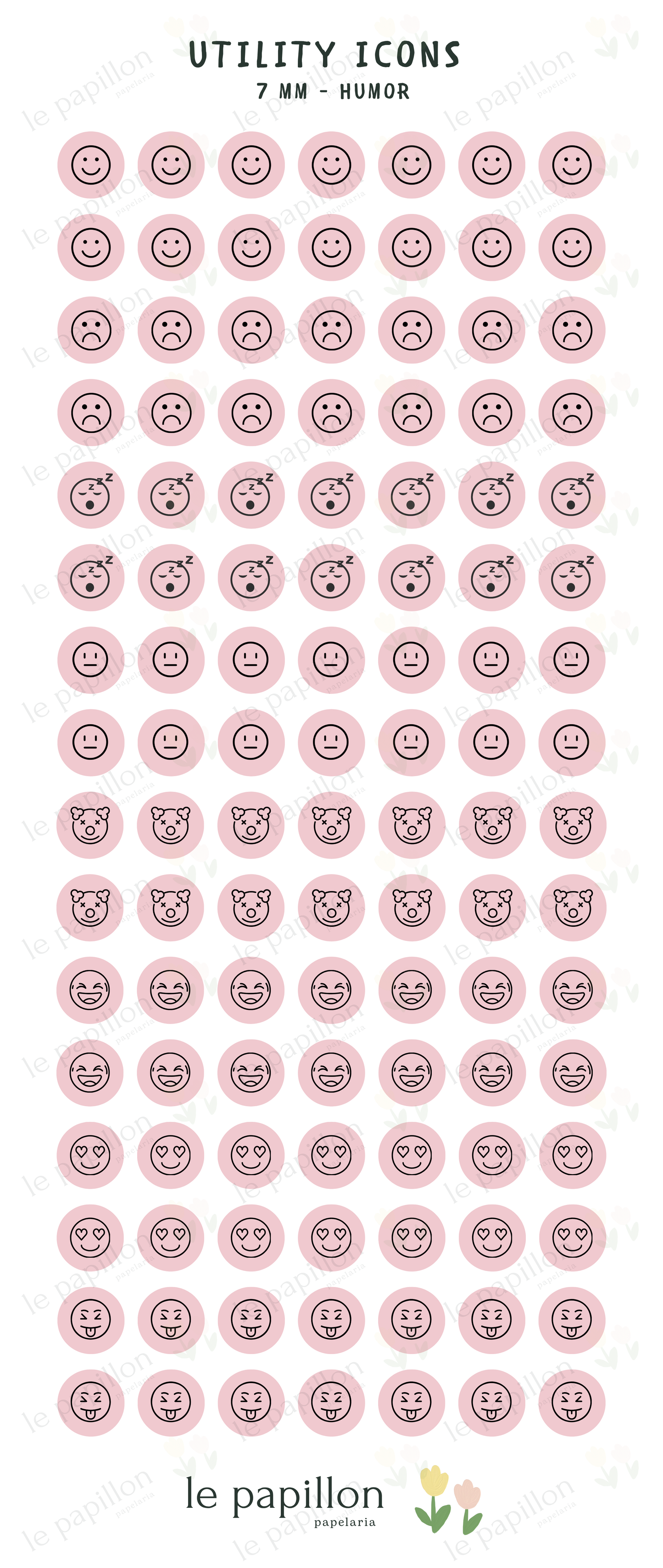 Cartela Utility Icons 7mm - Humor