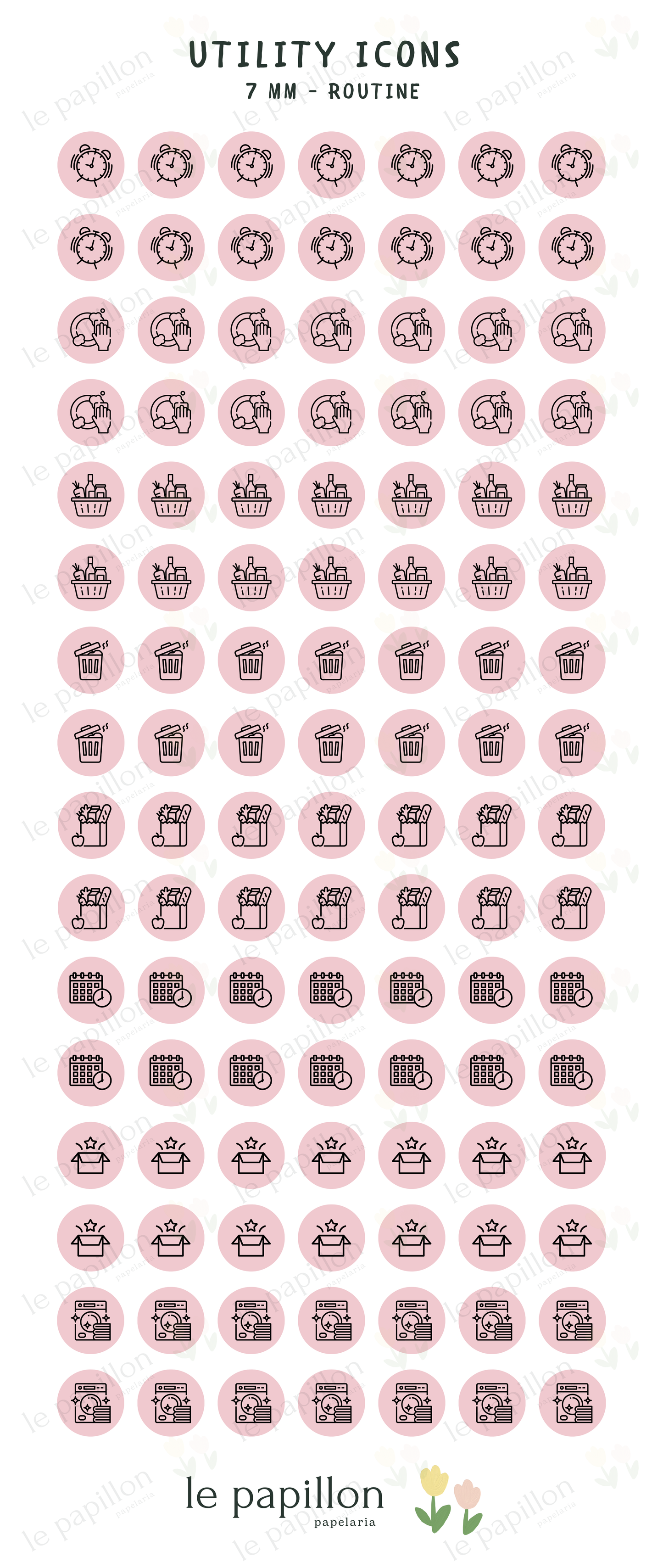 Cartela Utility Icons 7mm - Routine