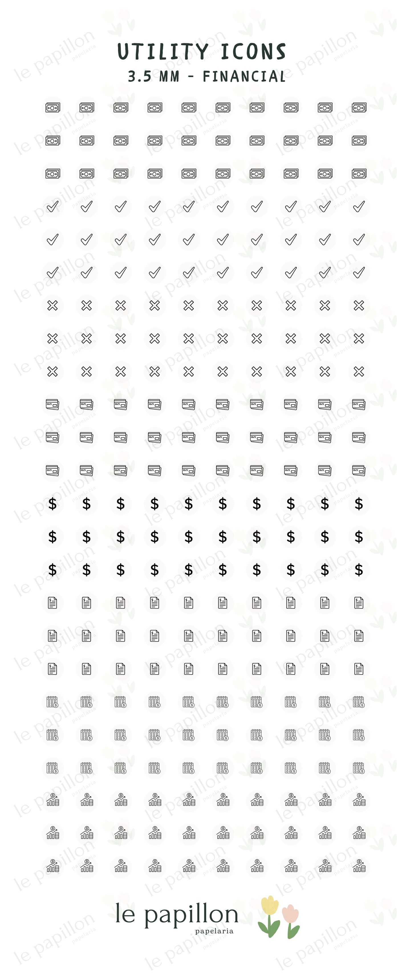 Cartela Utility Icons 3.5mm - Financial