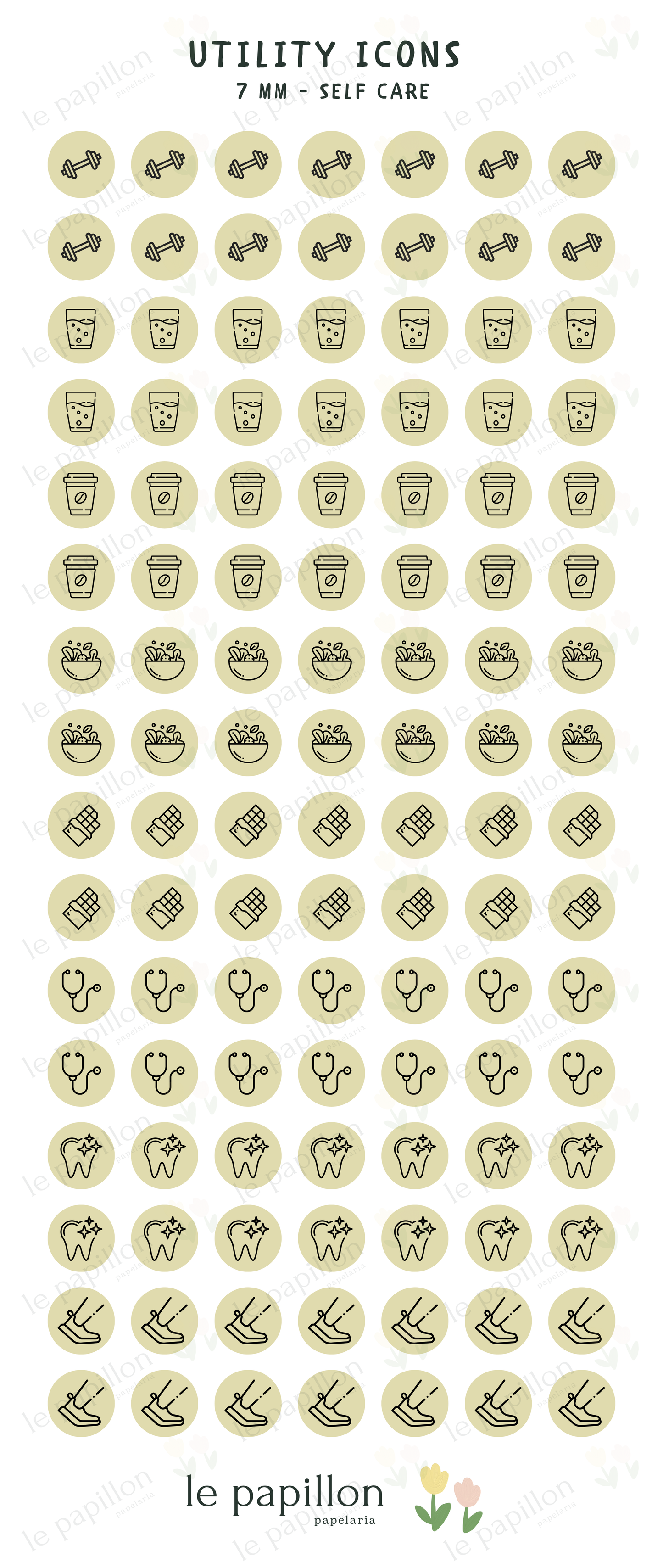 Cartela Utility Icons 7mm - Self Care