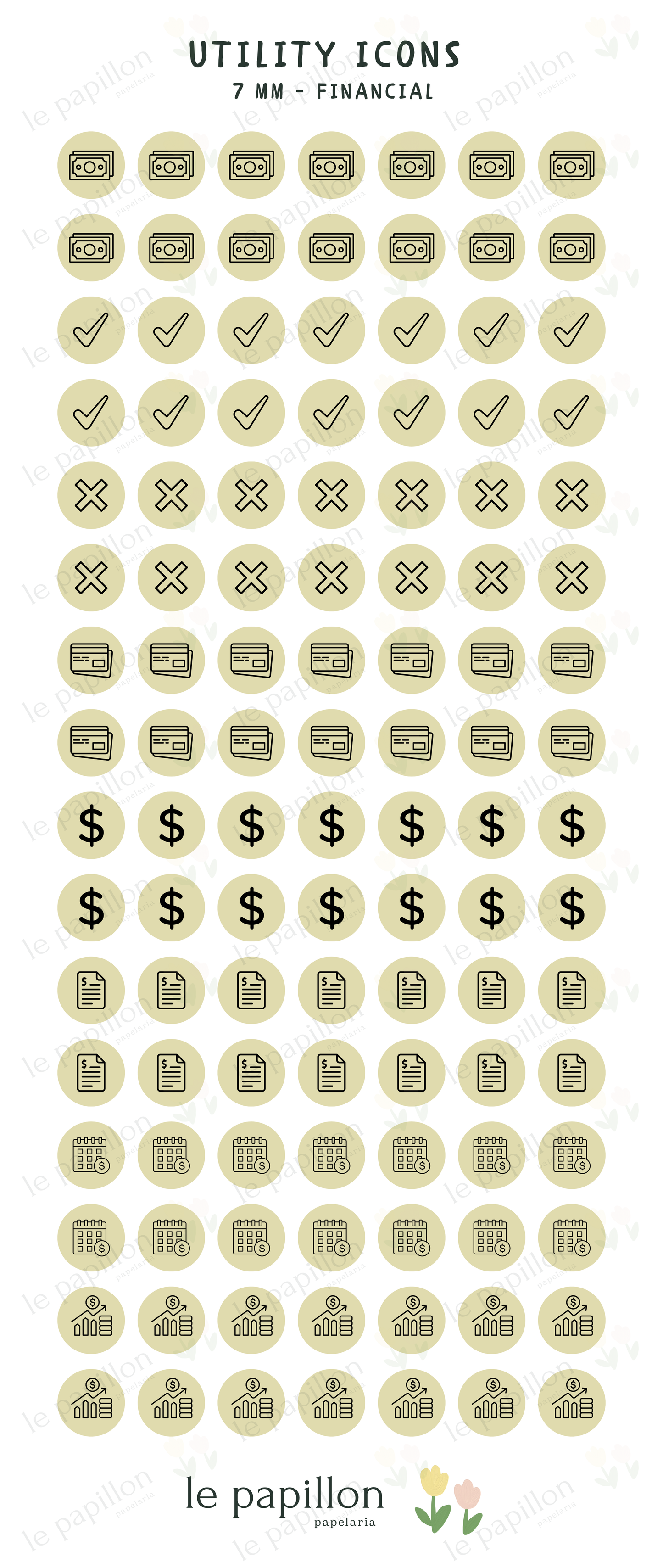Cartela Utility Icons 7mm - Financial