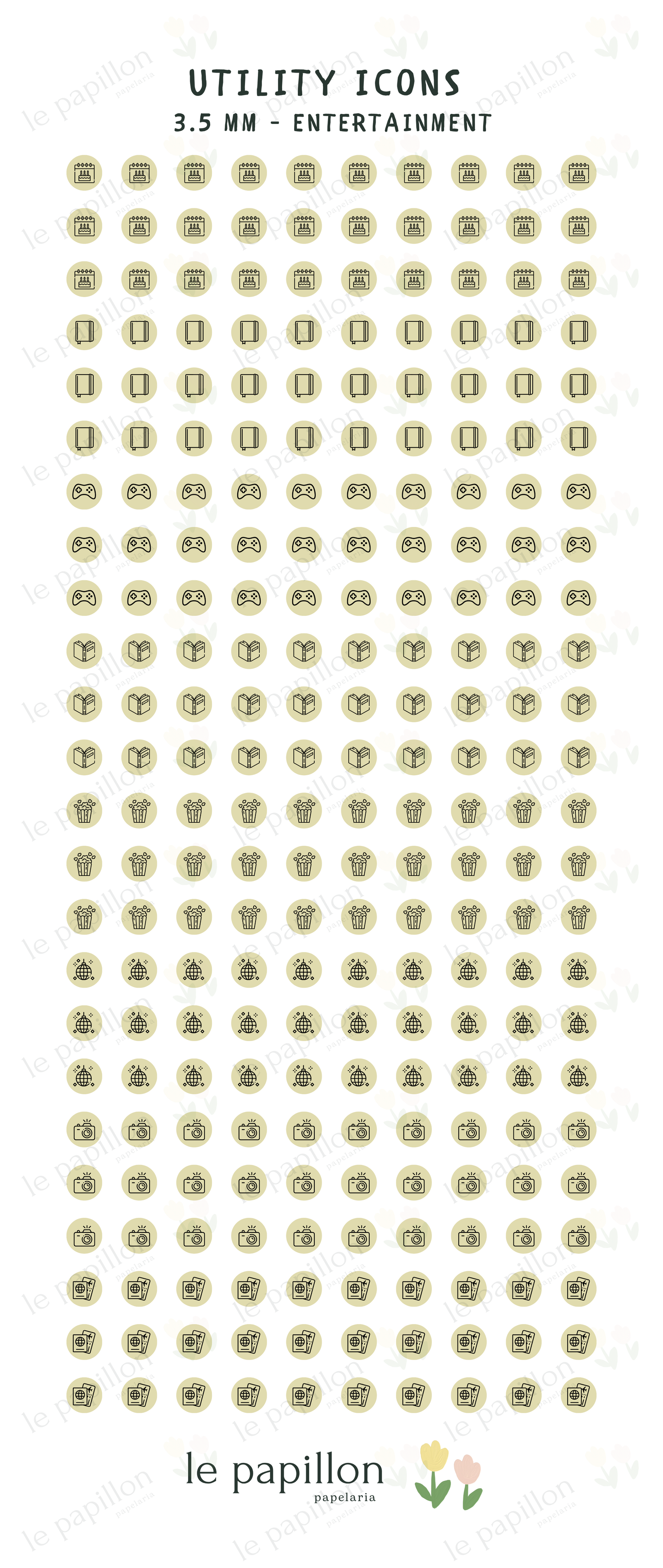Cartela Utility Icons 3.5mm - Entertainment