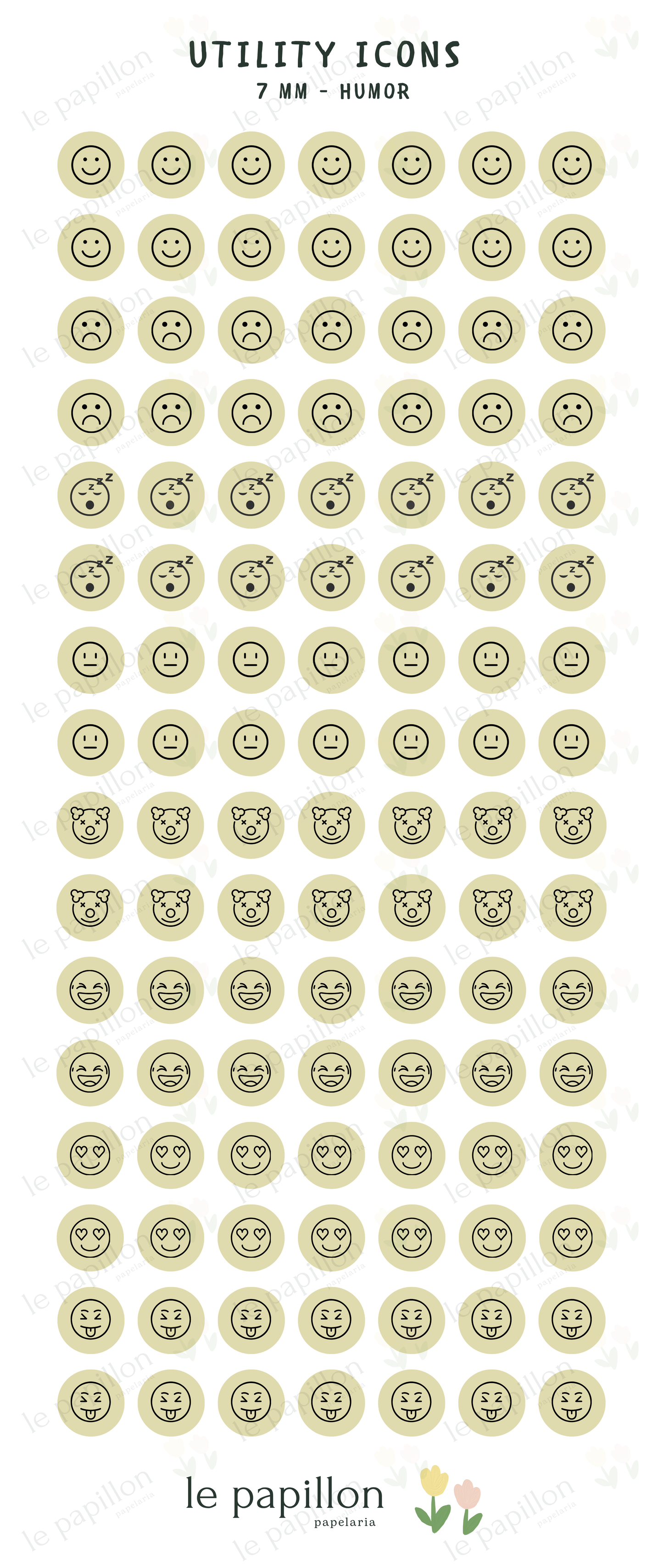 Cartela Utility Icons 7mm - Humor