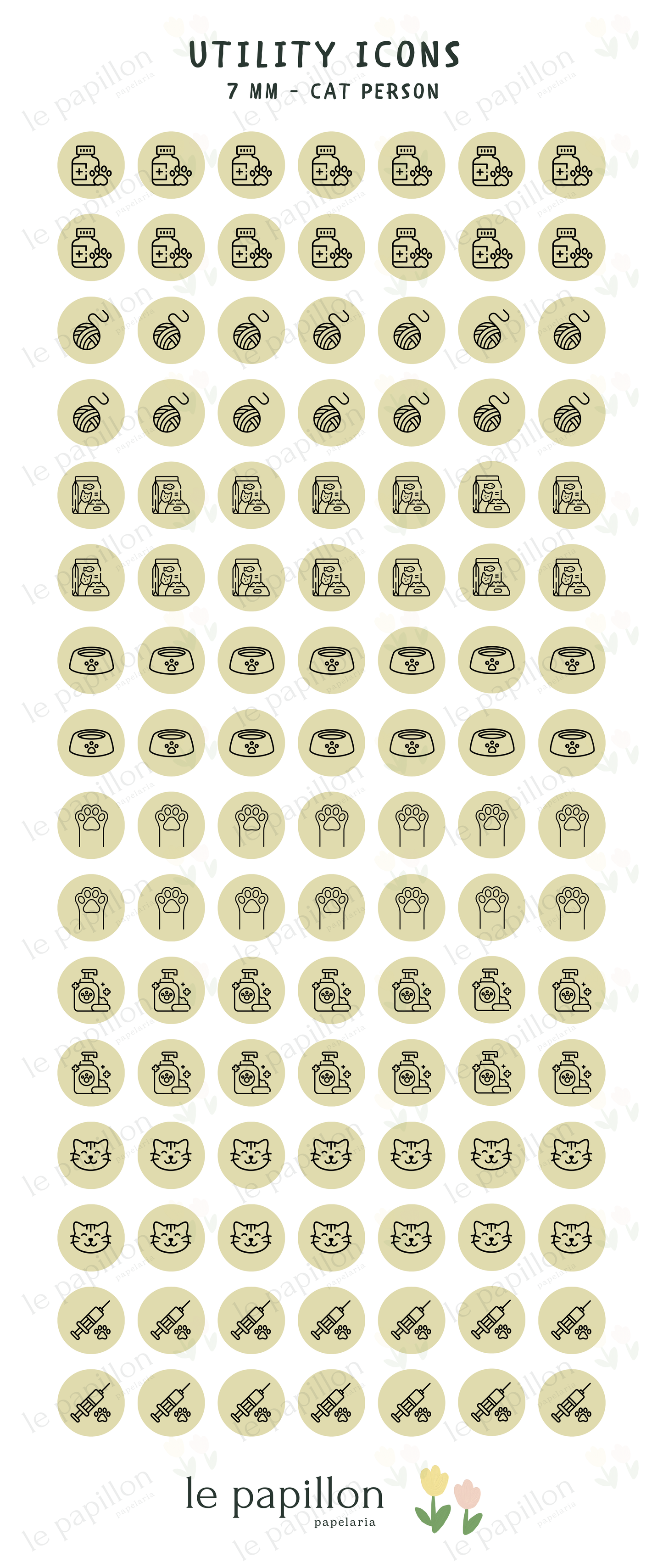 Cartela Utility Icons 7mm - Cat Person