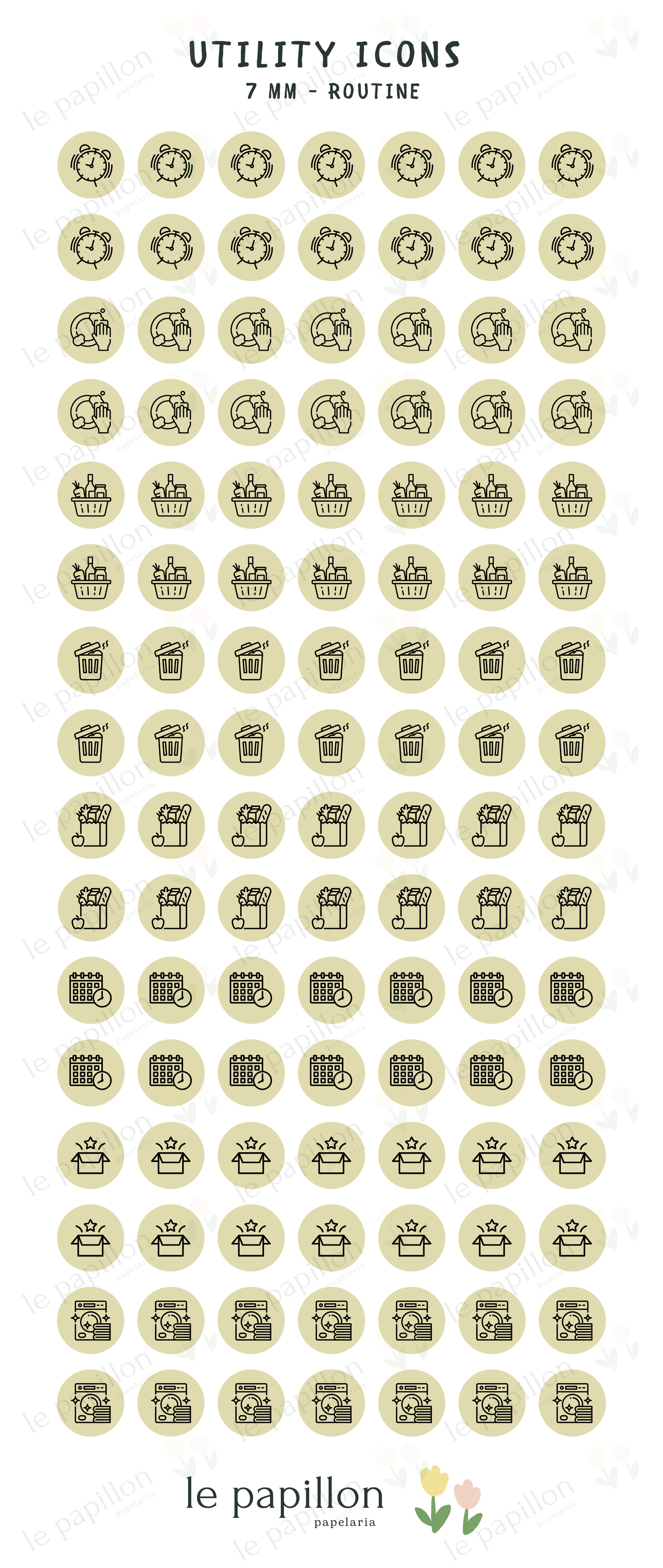 Cartela Utility Icons 7mm - Routine