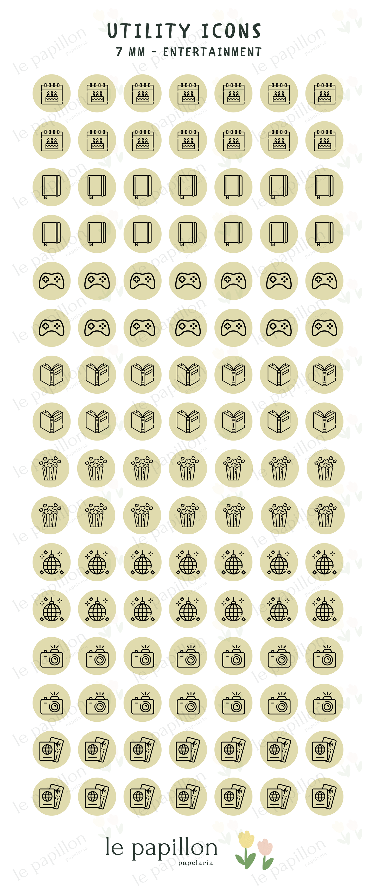 Cartela Utility Icons 7mm - Entertainment