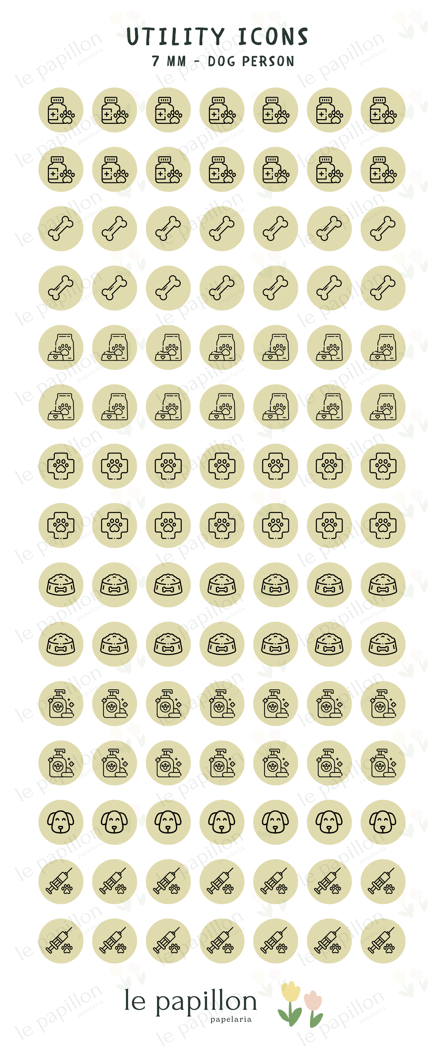 Cartela Utility Icons 7mm - Dog Person