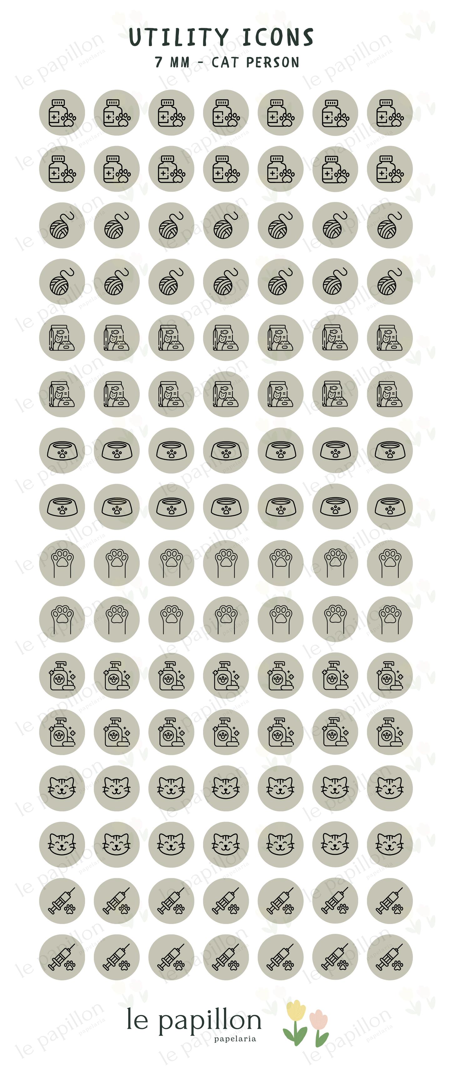Cartela Utility Icons 7mm - Cat Person