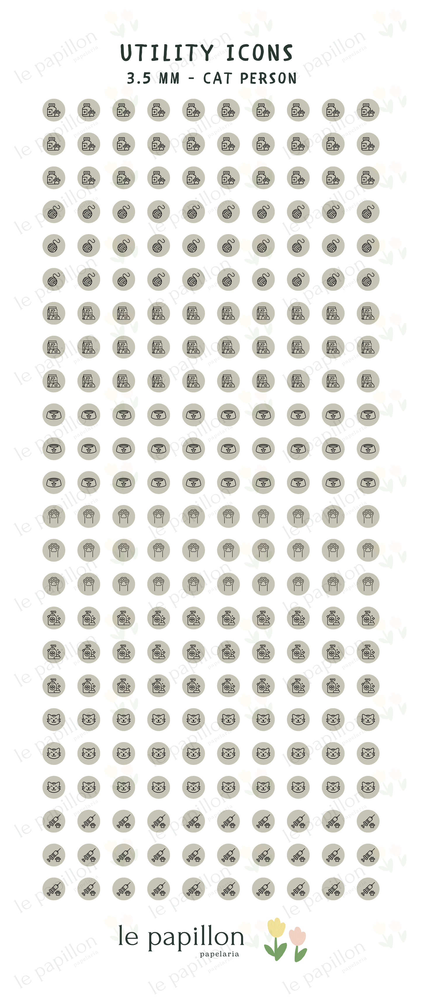 Cartela Utility Icons 3.5mm - Cat Person