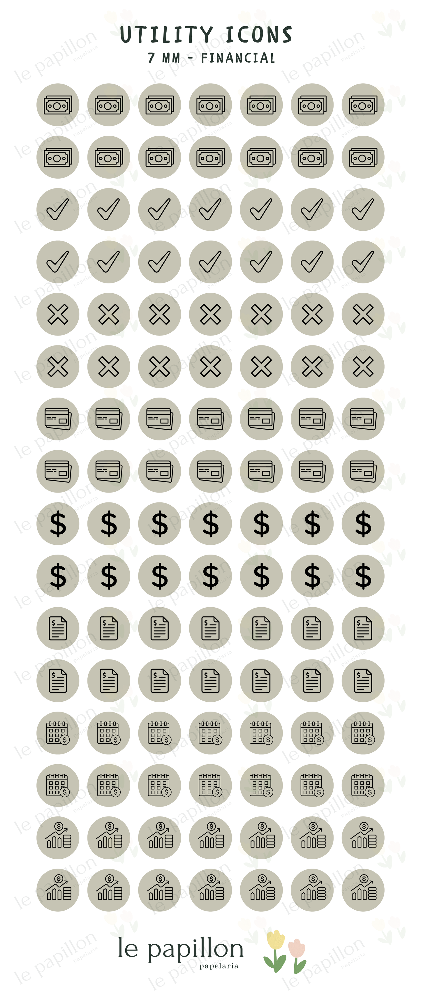 Cartela Utility Icons 7mm - Financial