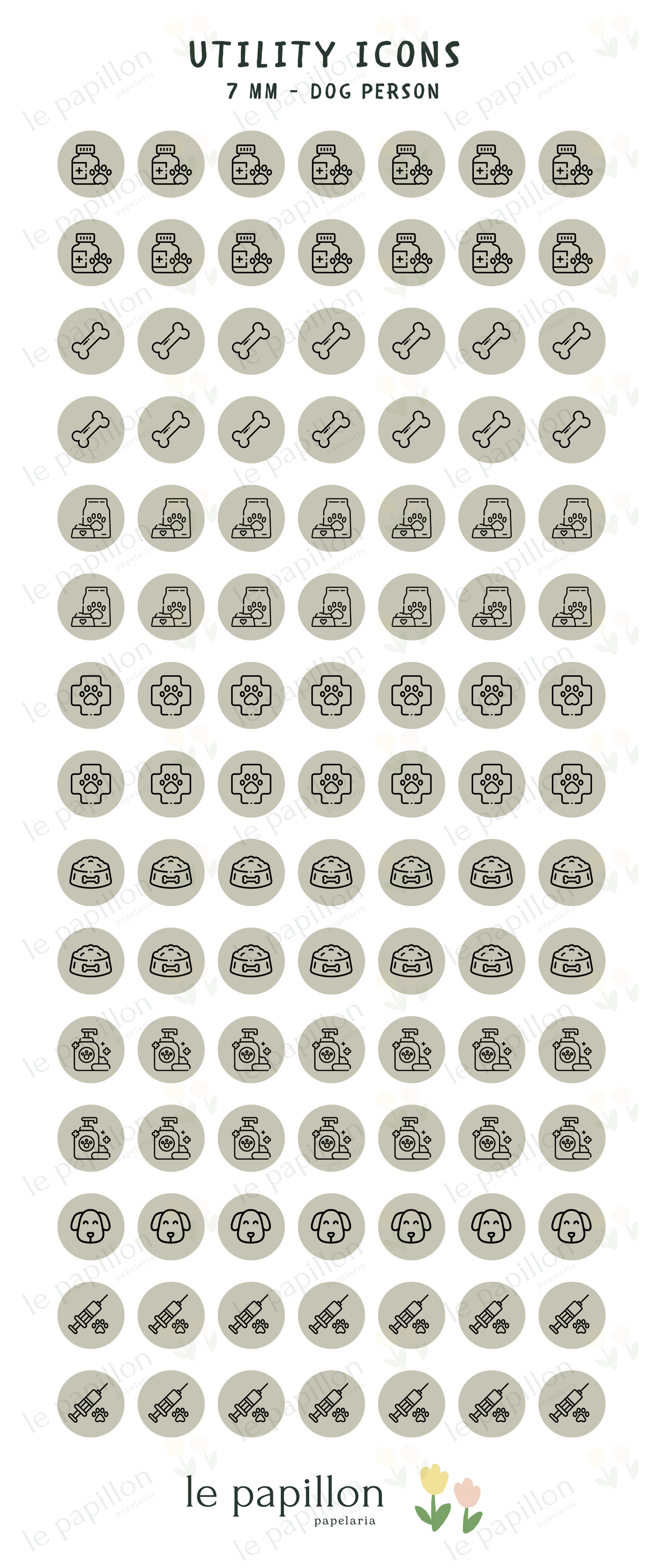 Cartela Utility Icons 7mm - Dog Person