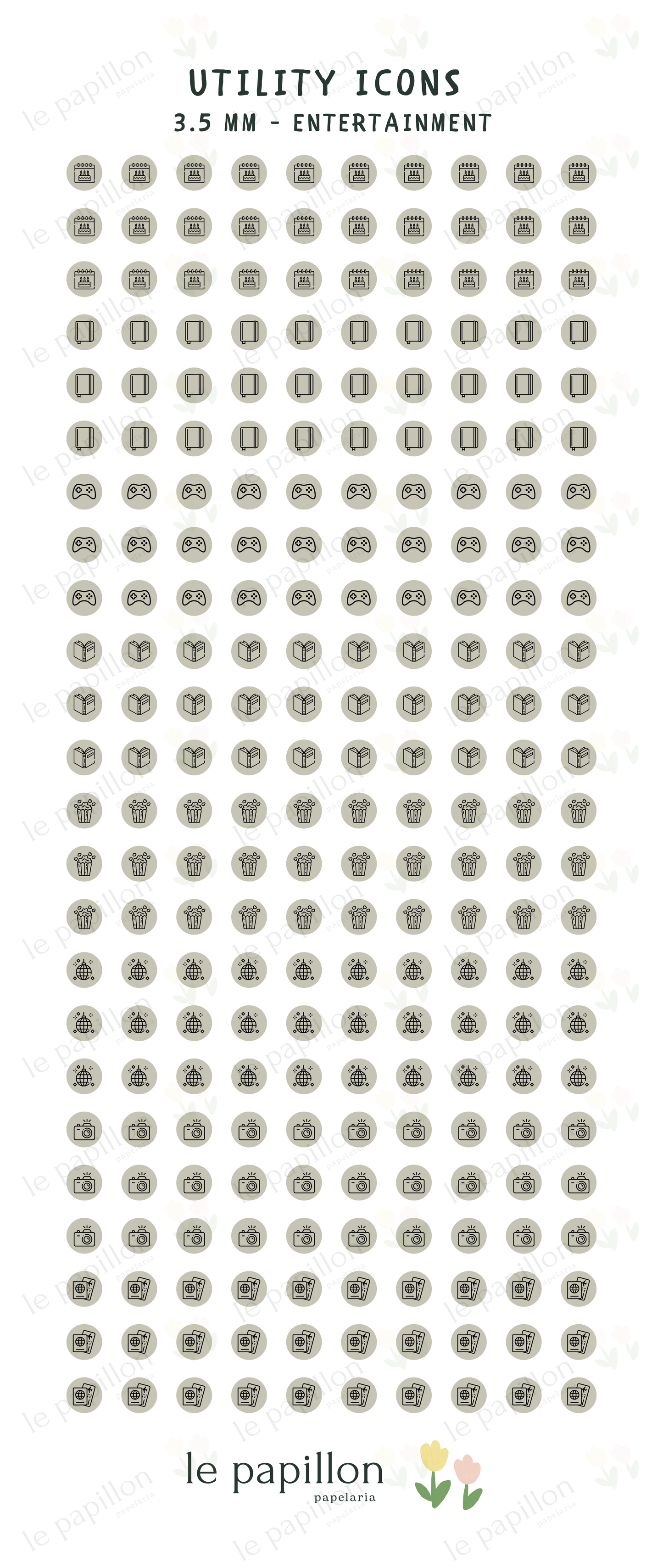 Cartela Utility Icons 3.5mm - Entertainment
