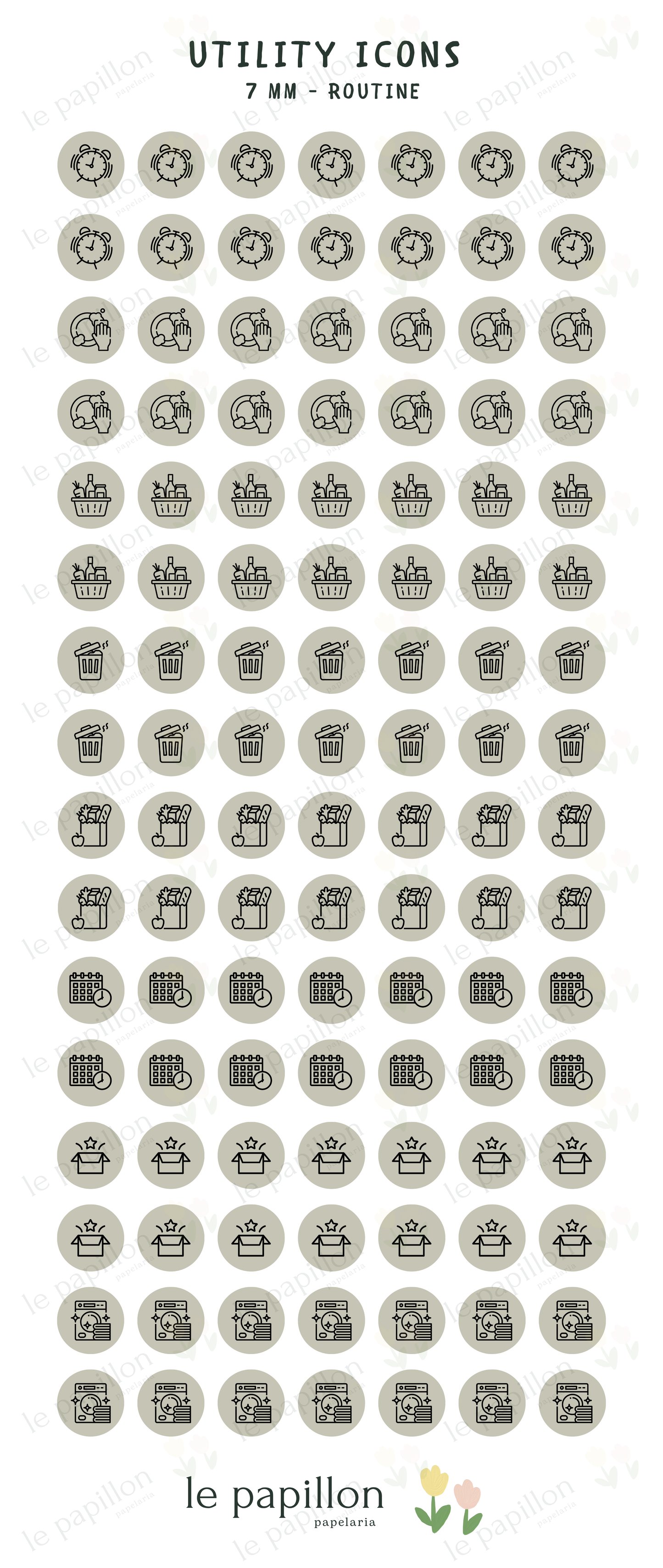Cartela Utility Icons 7mm - Routine