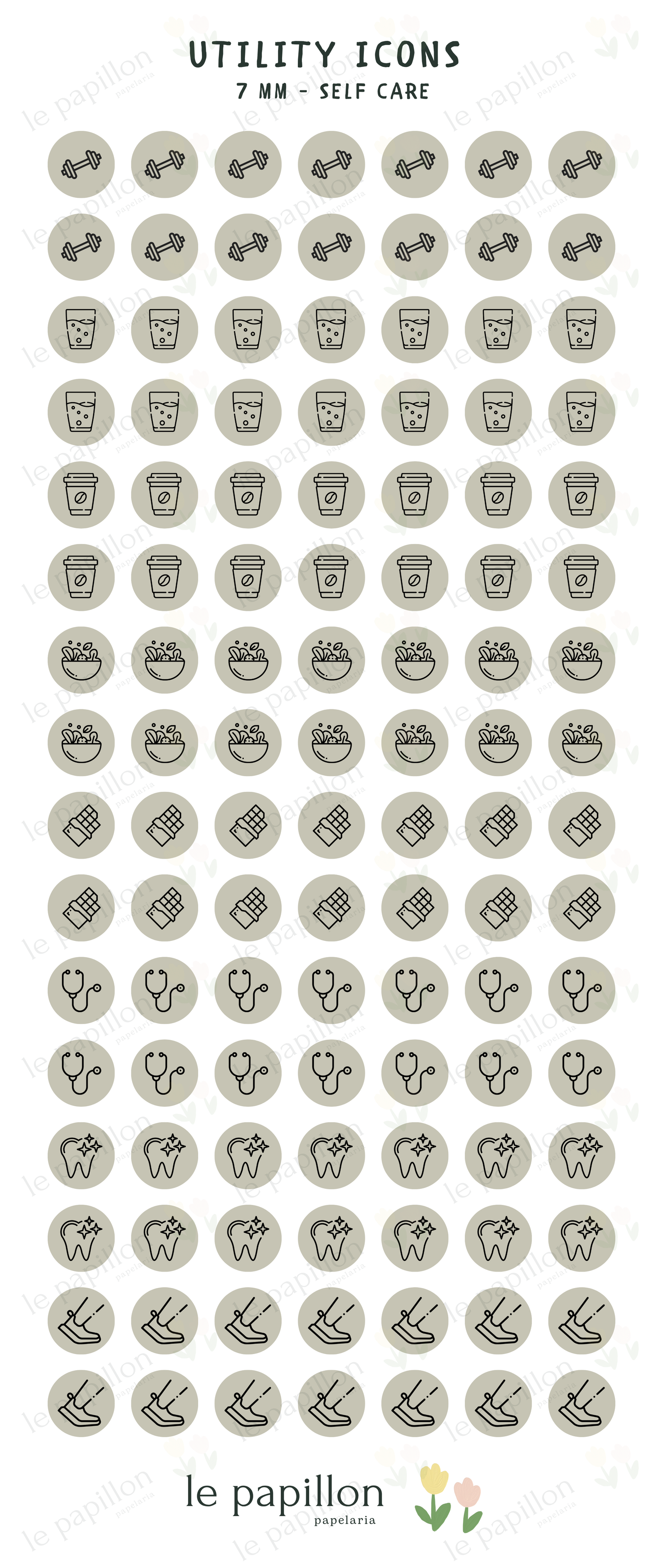 Cartela Utility Icons 7mm - Self Care