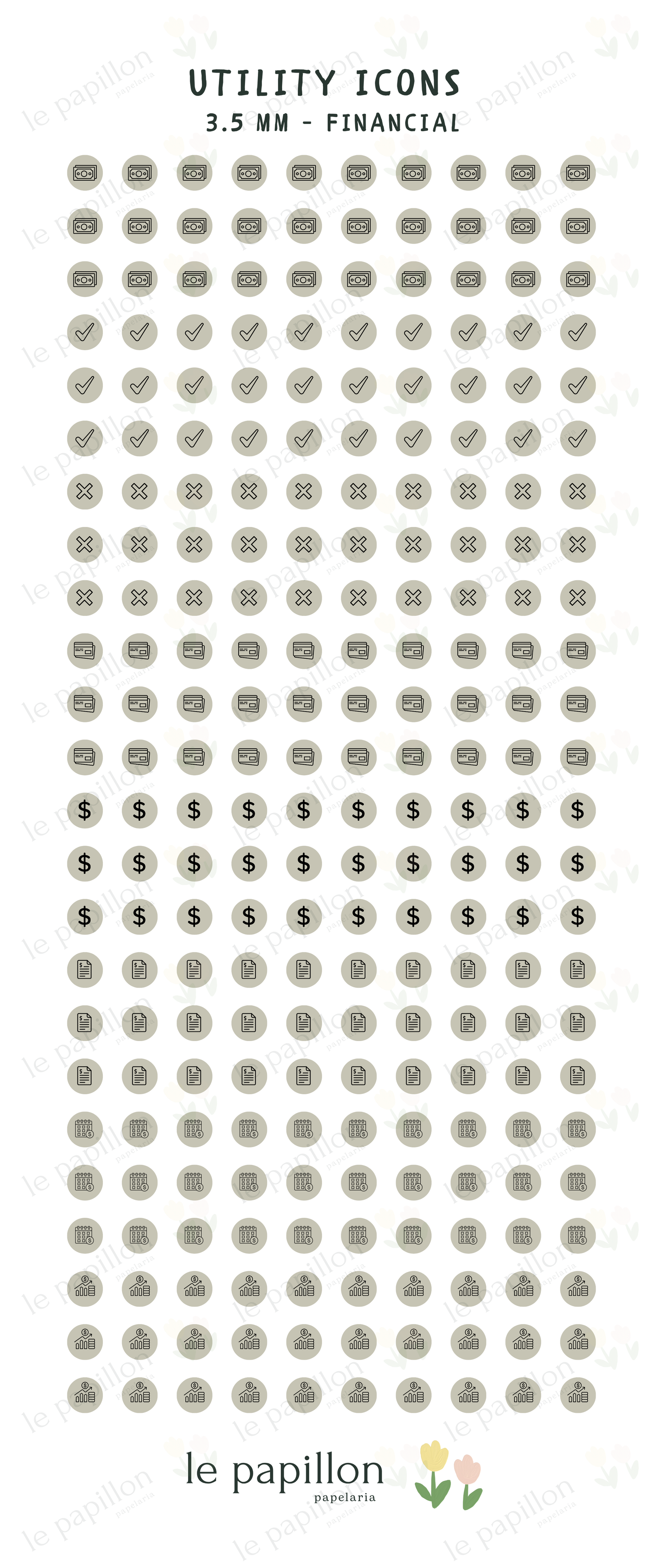 Cartela Utility Icons 3.5mm - Financial