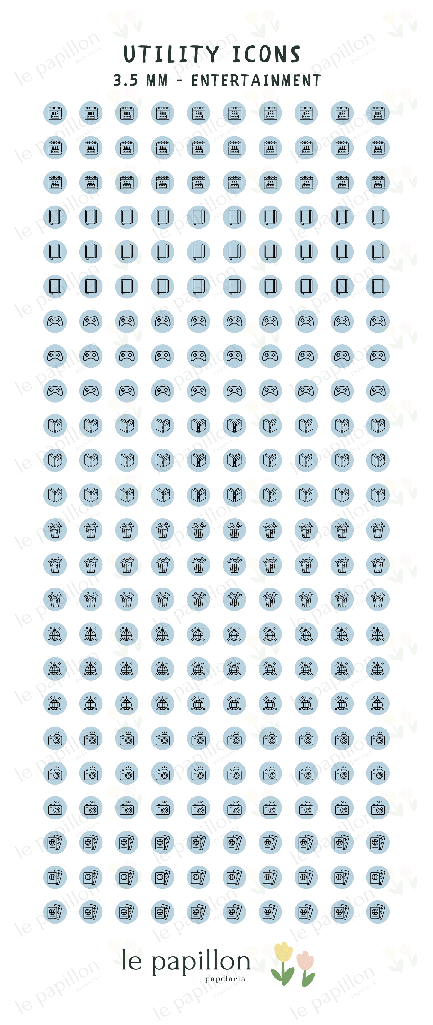 Cartela Utility Icons 3.5mm - Entertainment