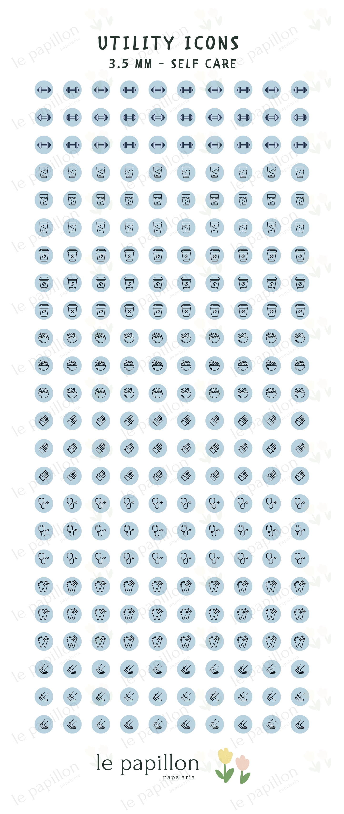 Cartela Utility Icons 3.5mm - Self Care