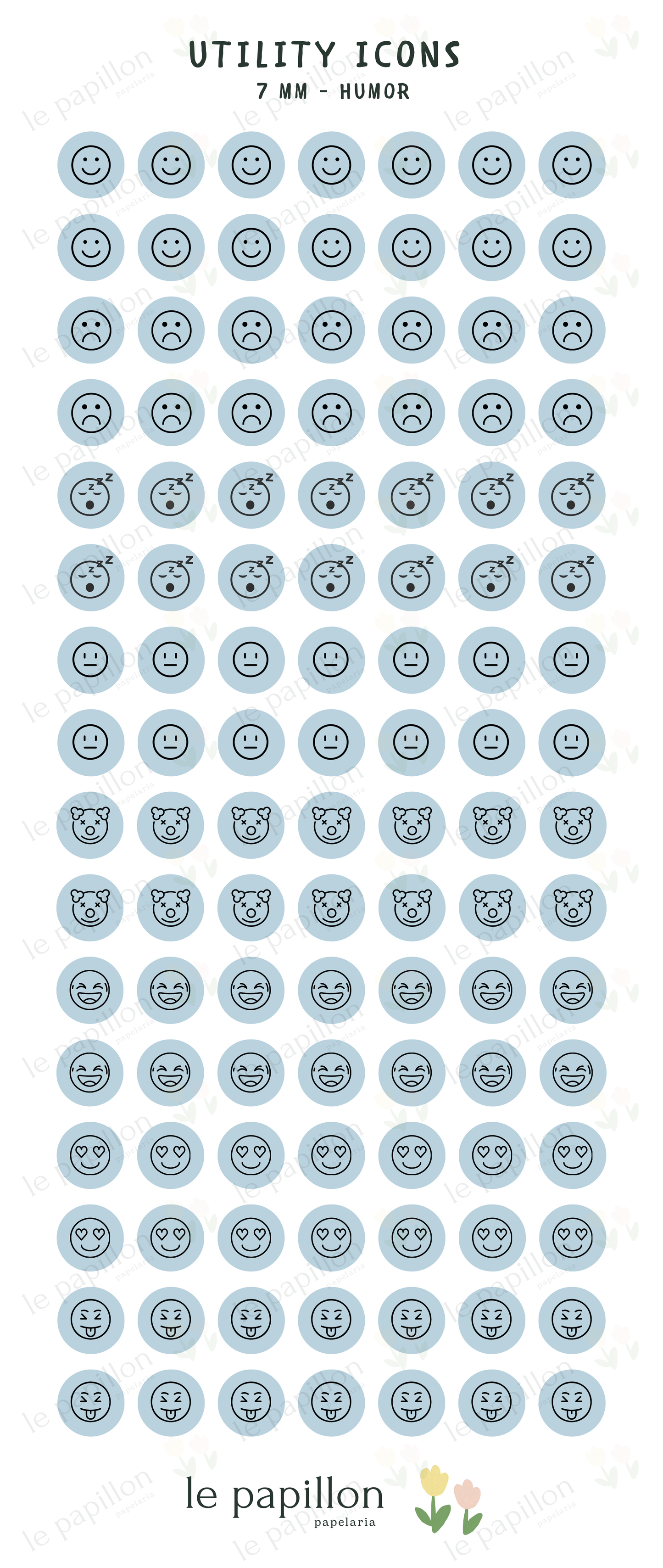 Cartela Utility Icons 7mm - Humor