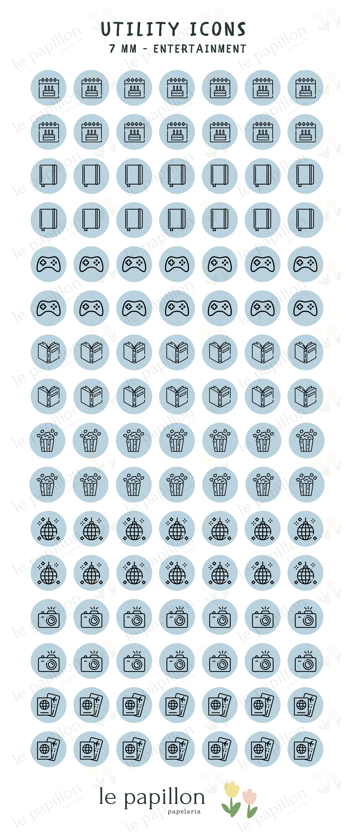 Cartela Utility Icons 7mm - Entertainment