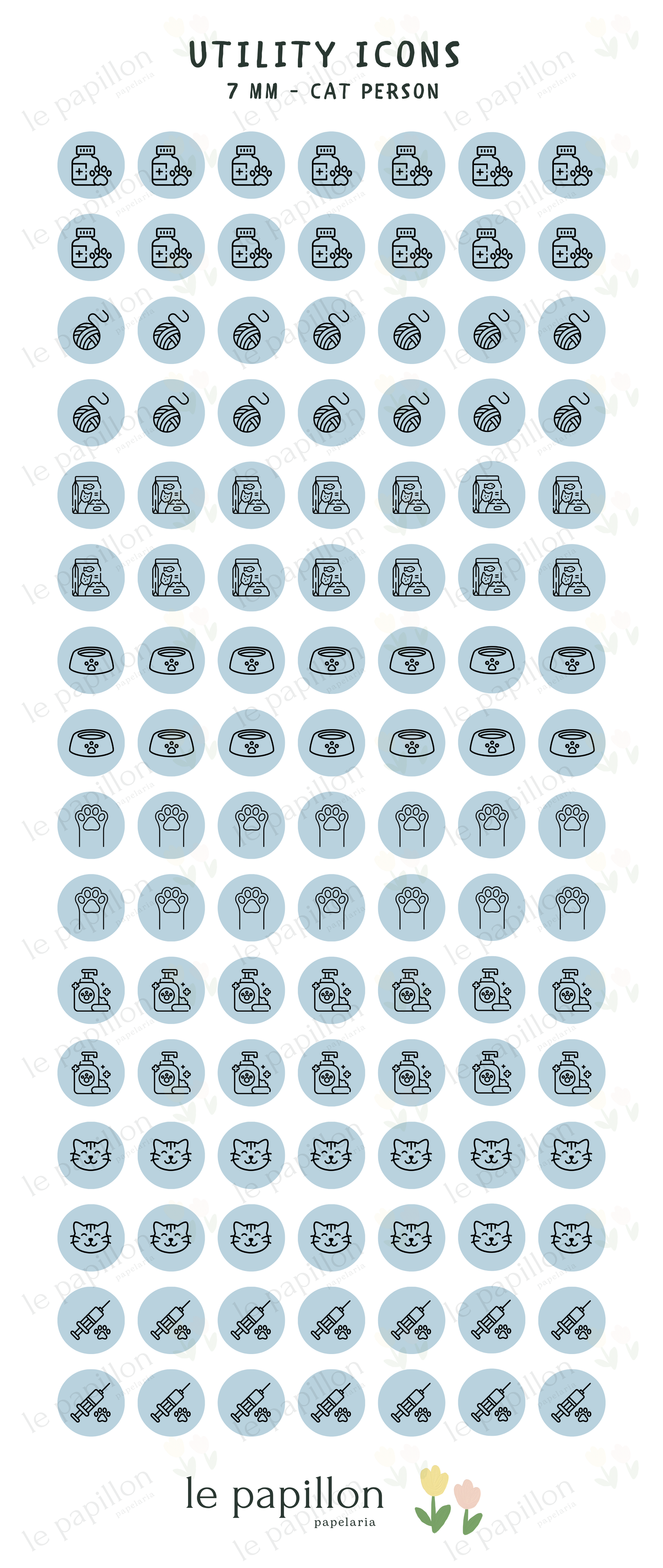 Cartela Utility Icons 7mm - Cat Person