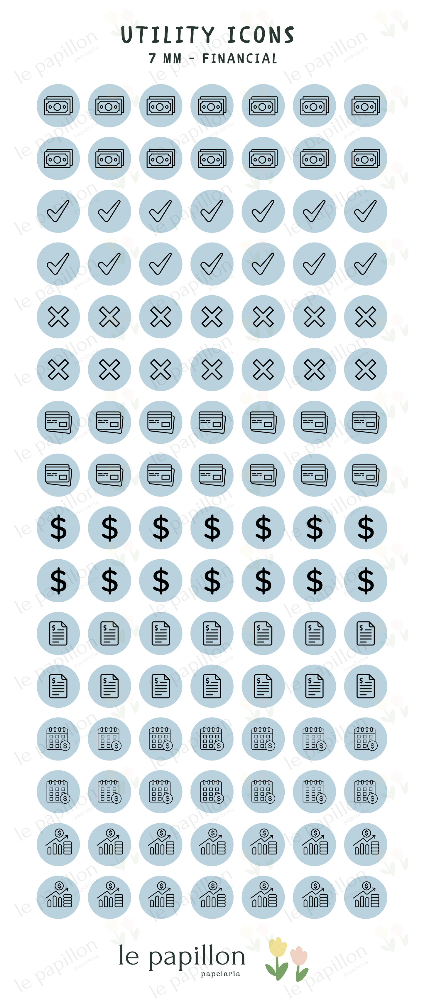 Cartela Utility Icons 7mm - Financial