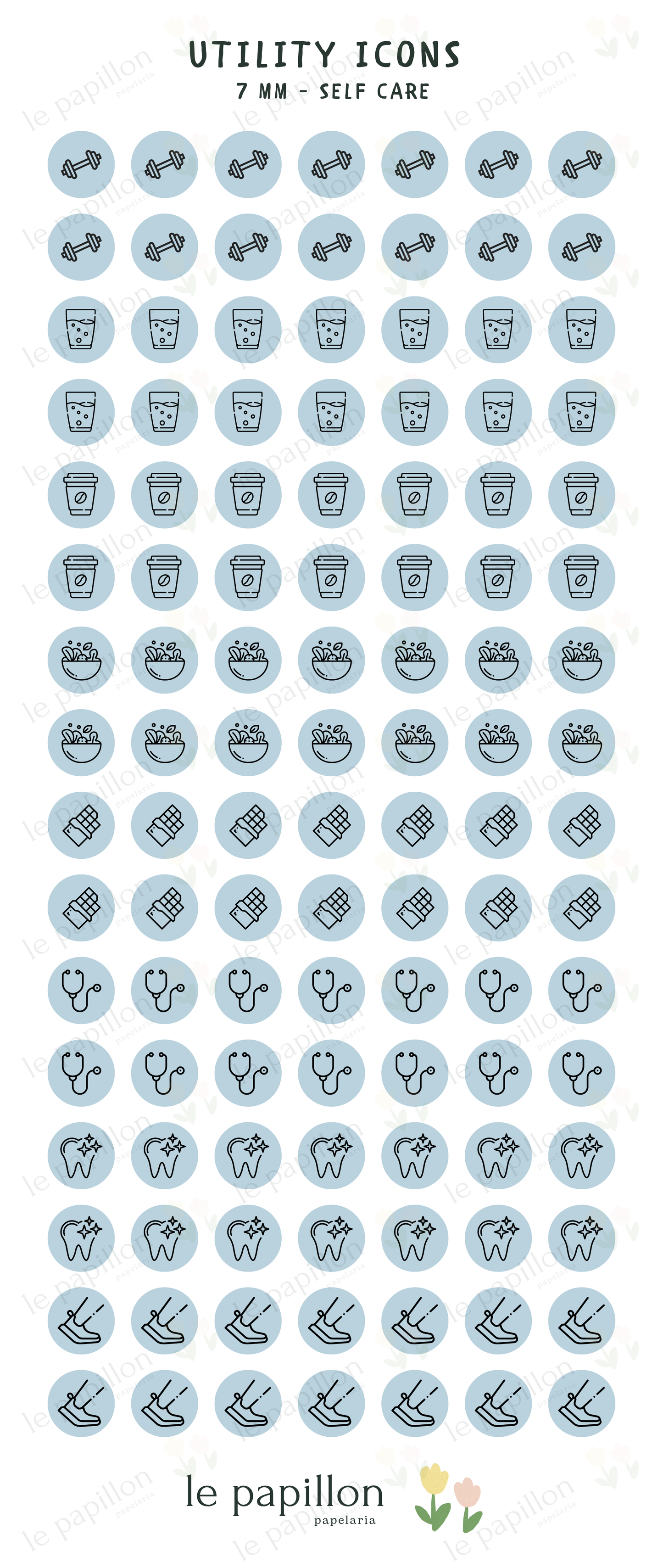 Cartela Utility Icons 7mm - Self Care