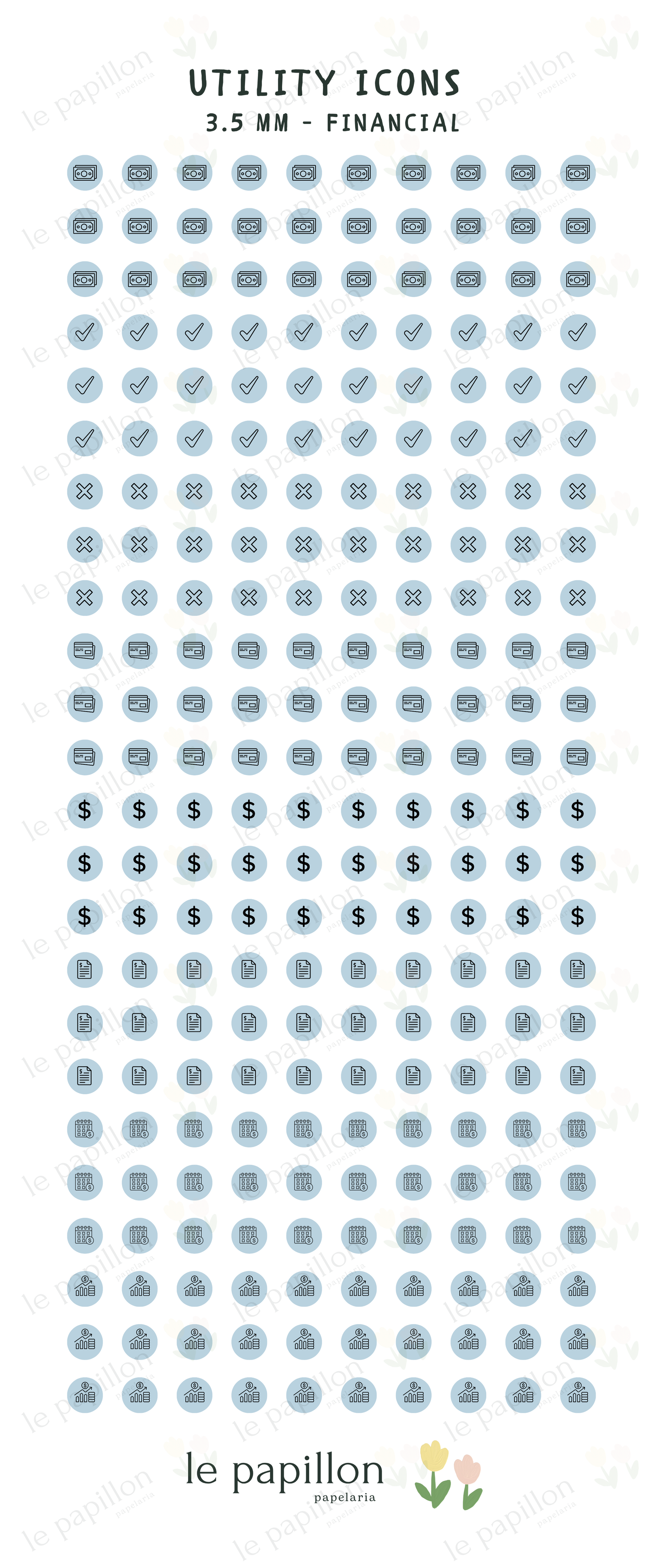 Cartela Utility Icons 3.5mm - Financial