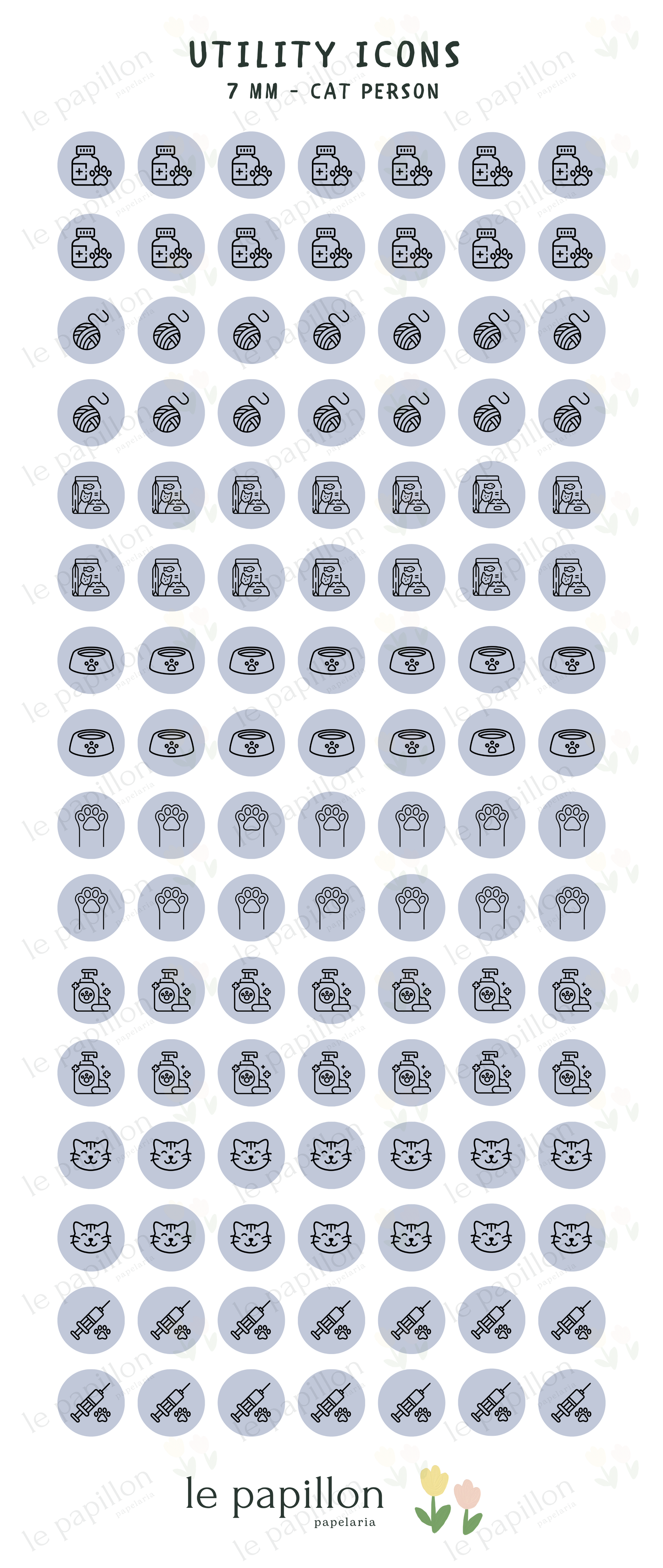 Cartela Utility Icons 7mm - Cat Person