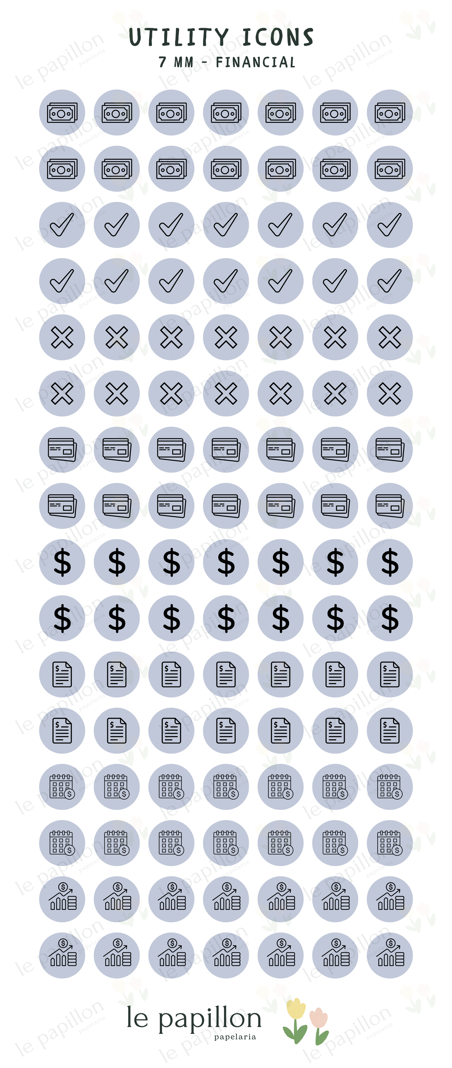 Cartela Utility Icons 7mm - Financial
