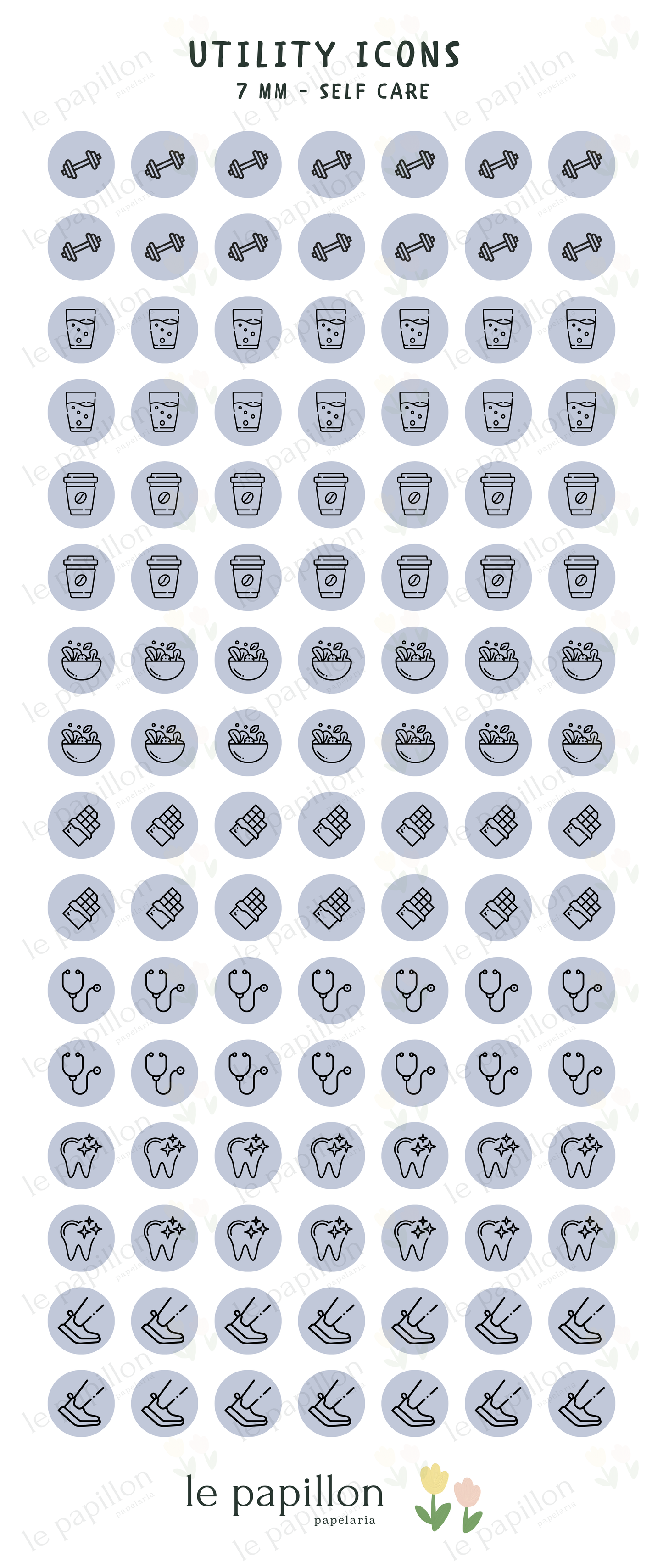 Cartela Utility Icons 7mm - Self Care