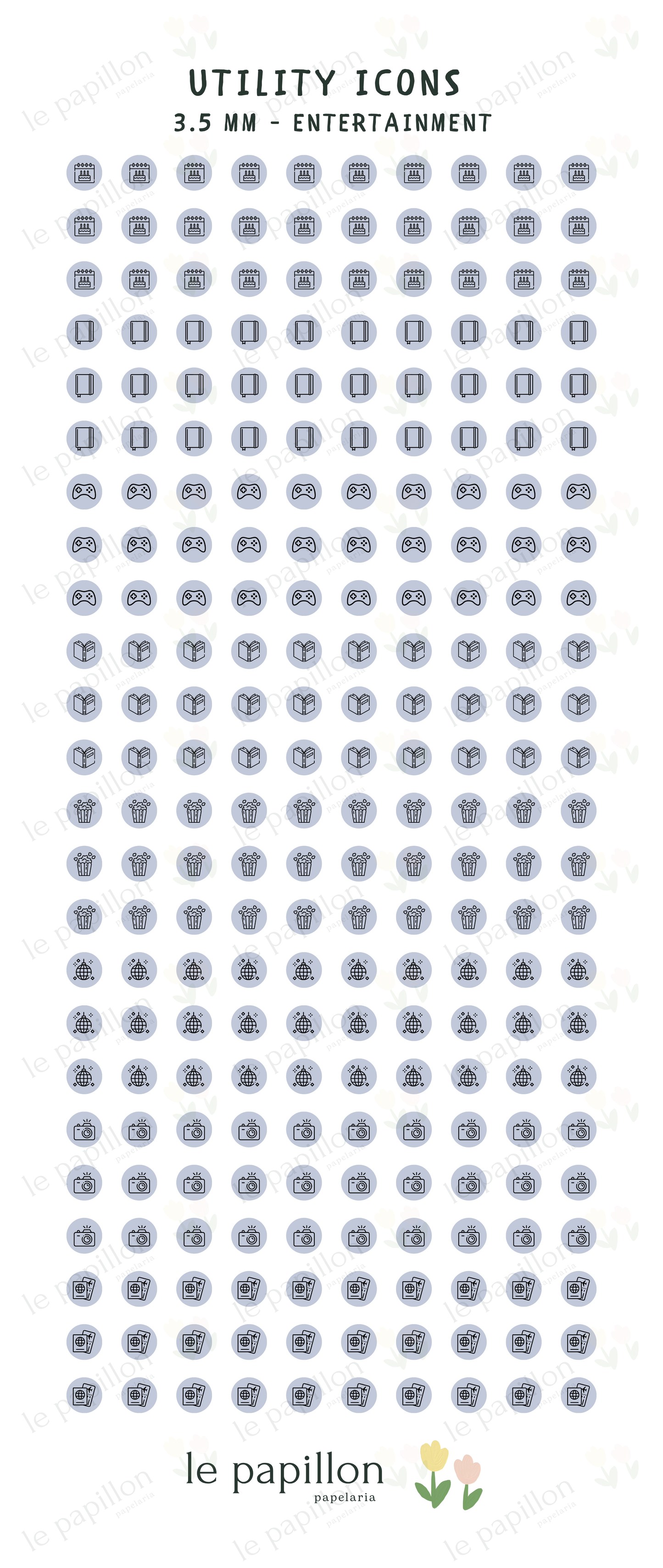Cartela Utility Icons 3.5mm - Entertainment