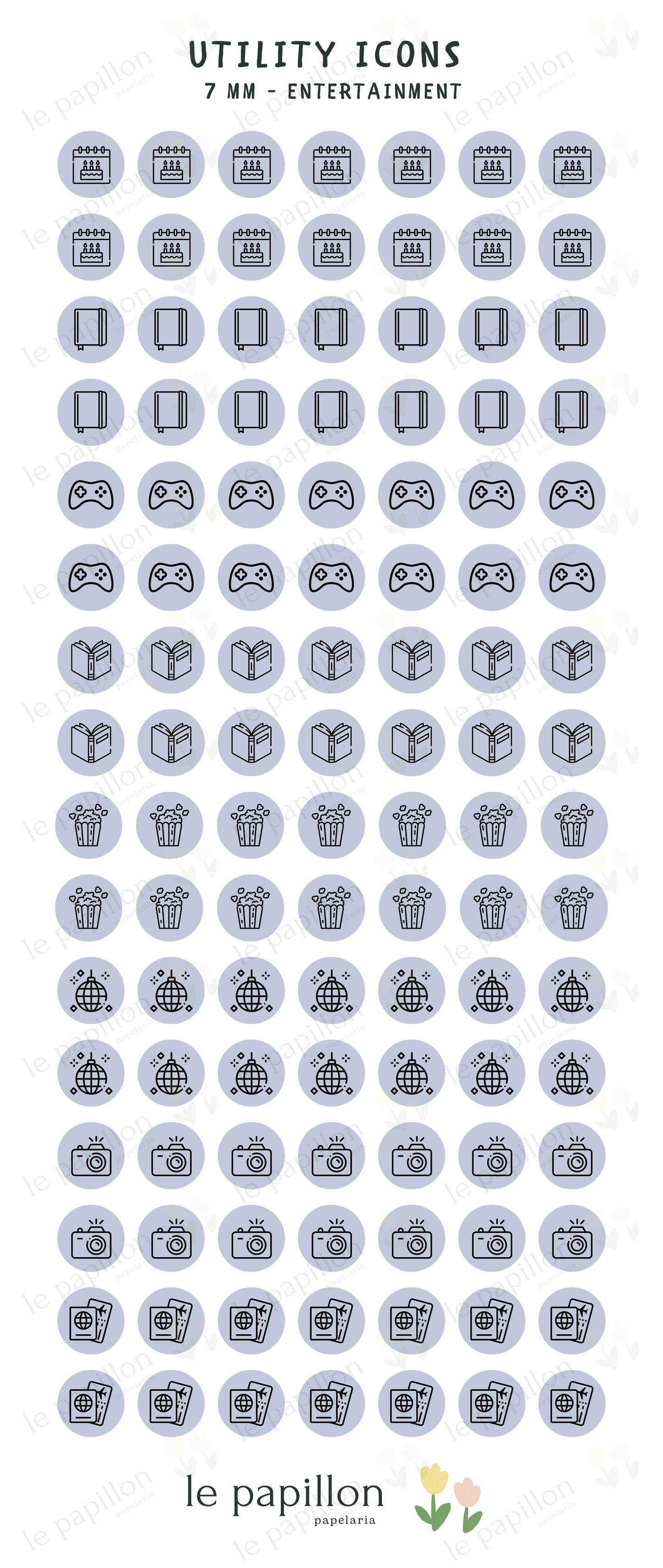 Cartela Utility Icons 7mm - Entertainment