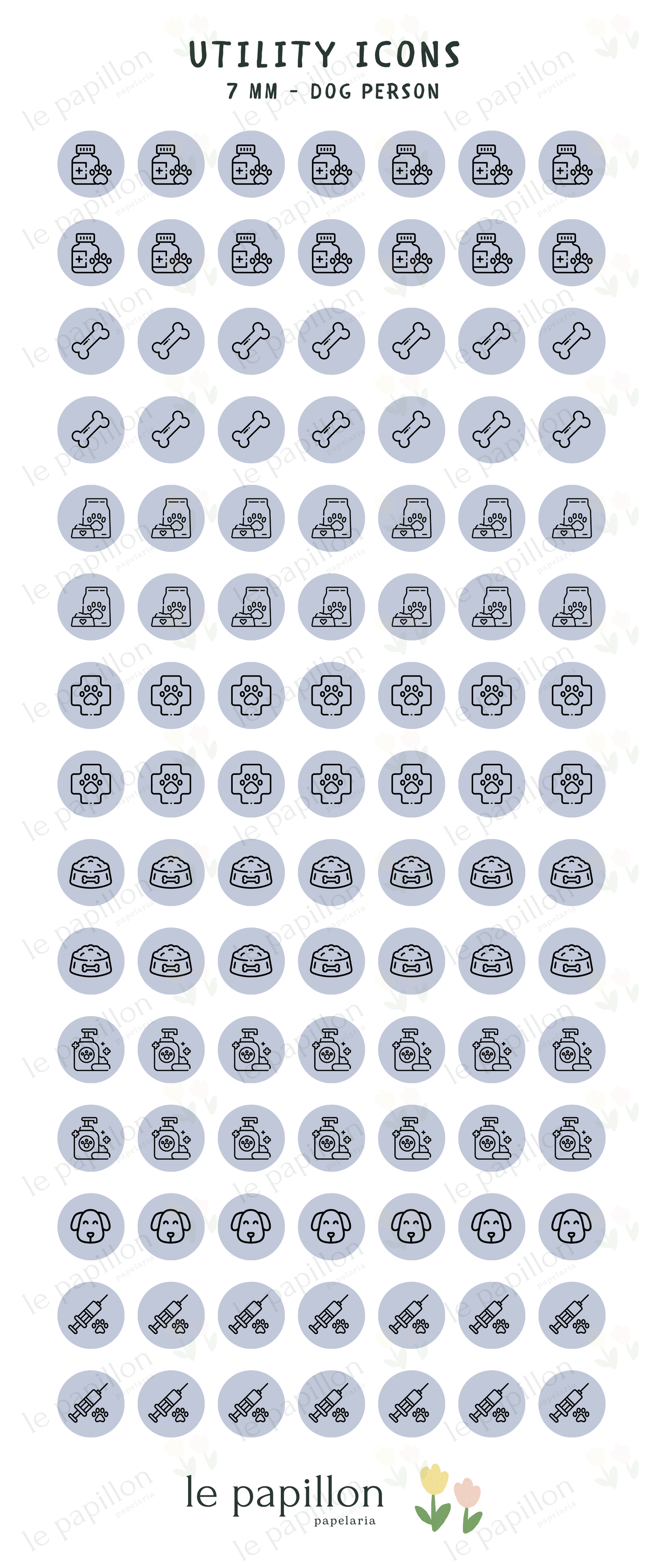 Cartela Utility Icons 7mm - Dog Person