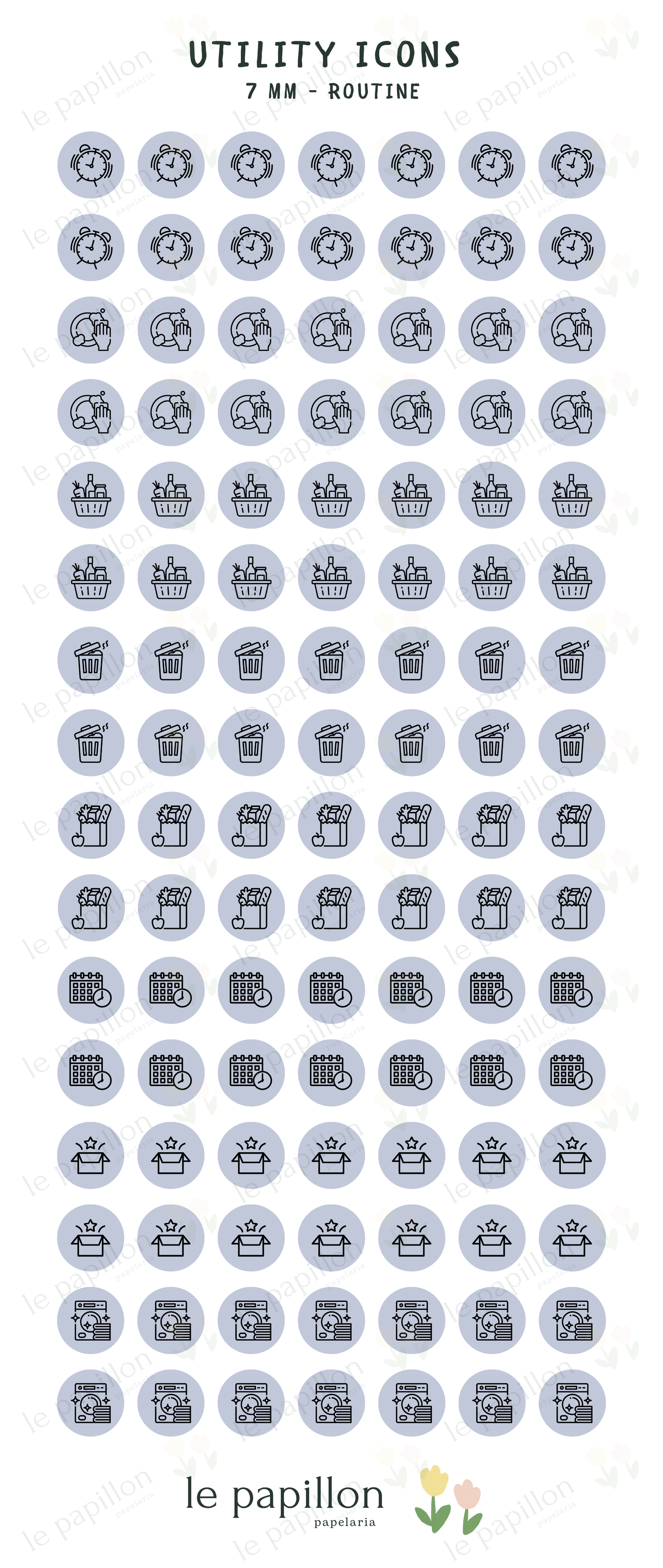 Cartela Utility Icons 7mm - Routine
