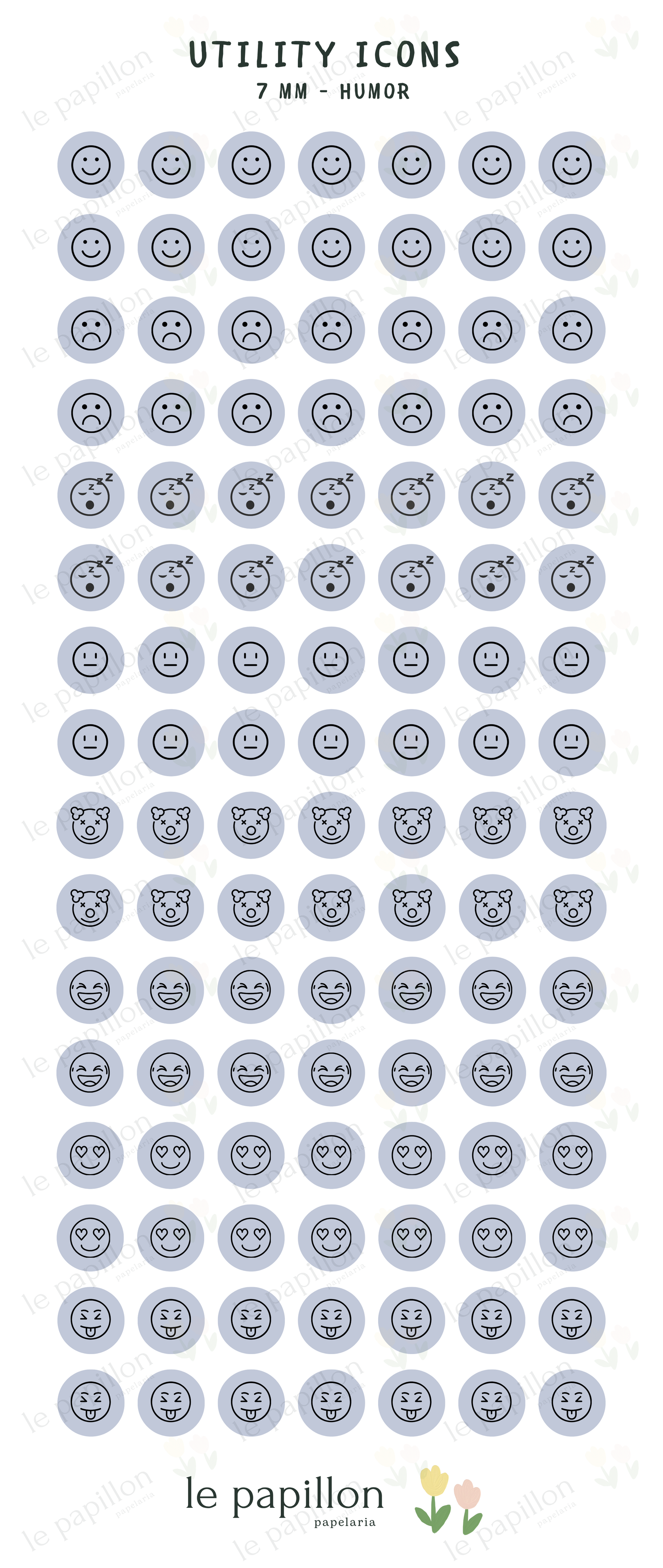 Cartela Utility Icons 7mm - Humor