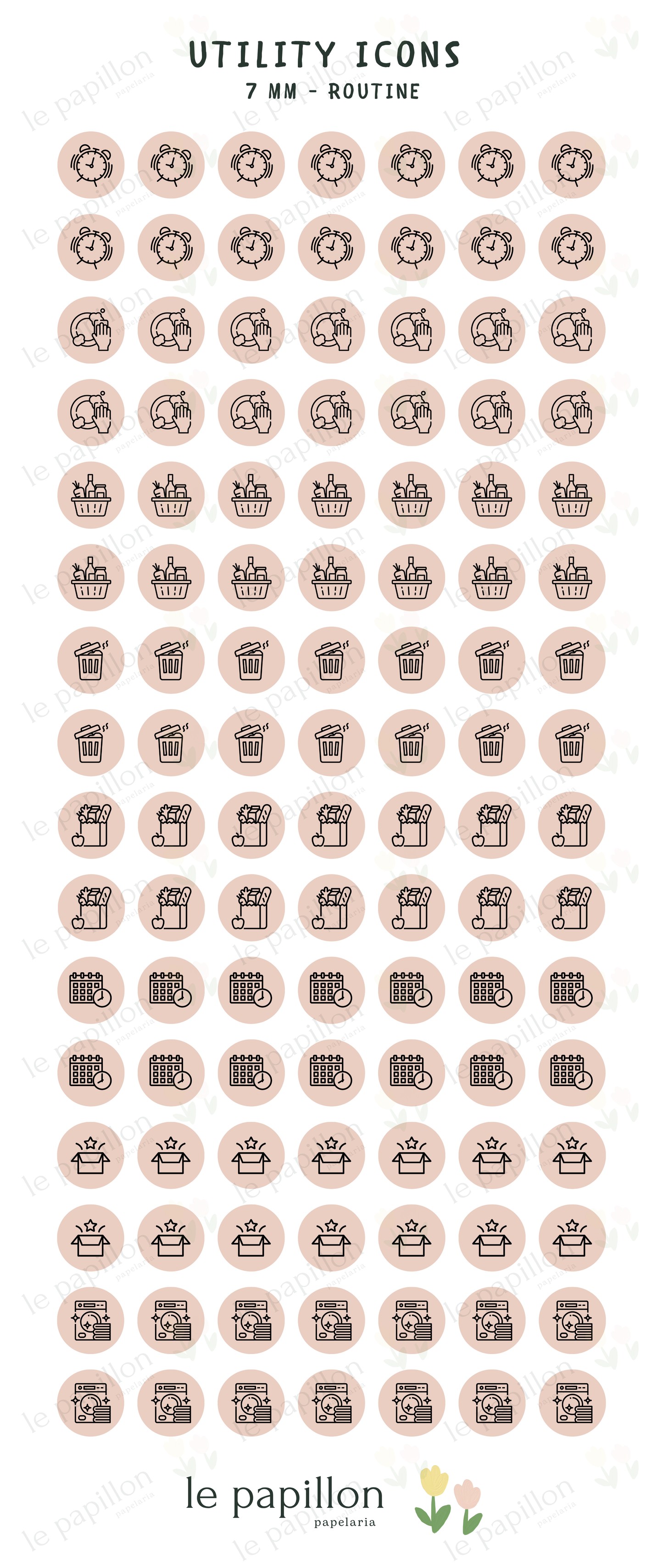 Cartela Utility Icons 7mm - Routine