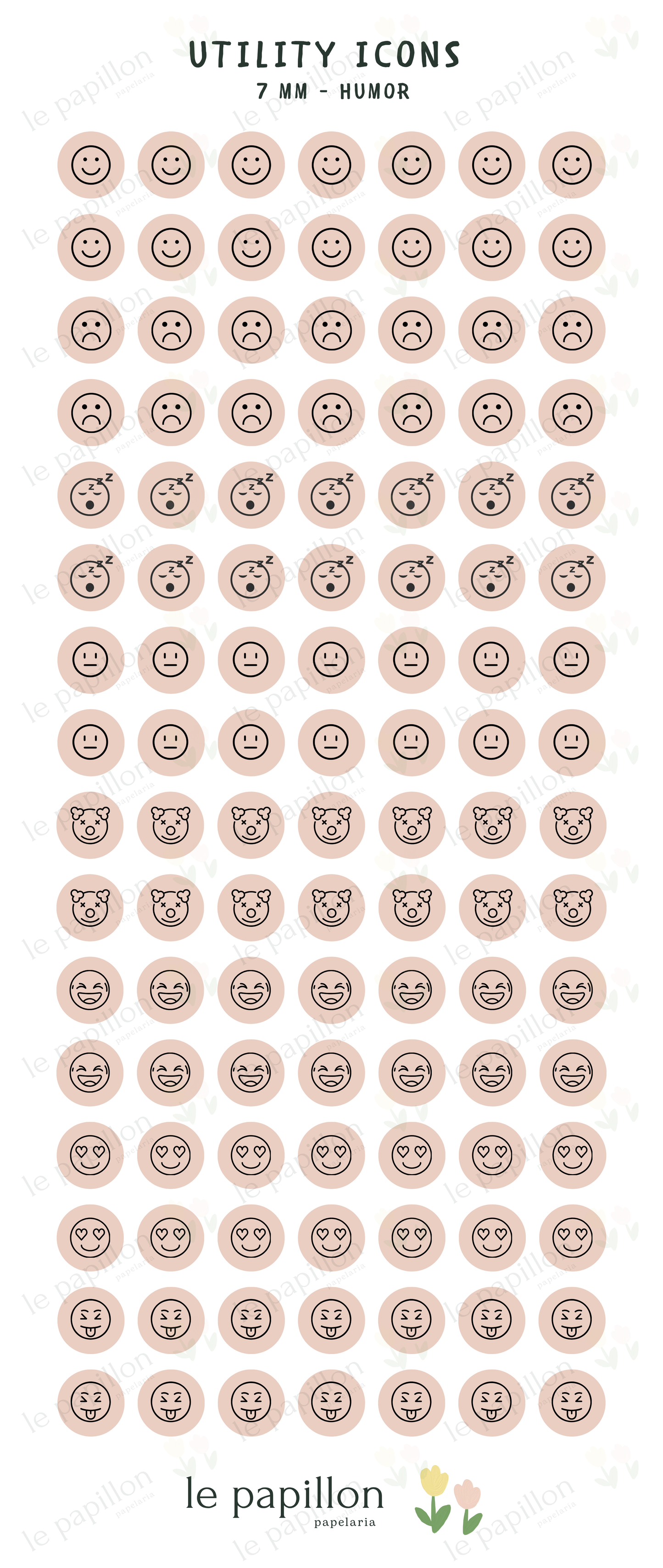 Cartela Utility Icons 7mm - Humor