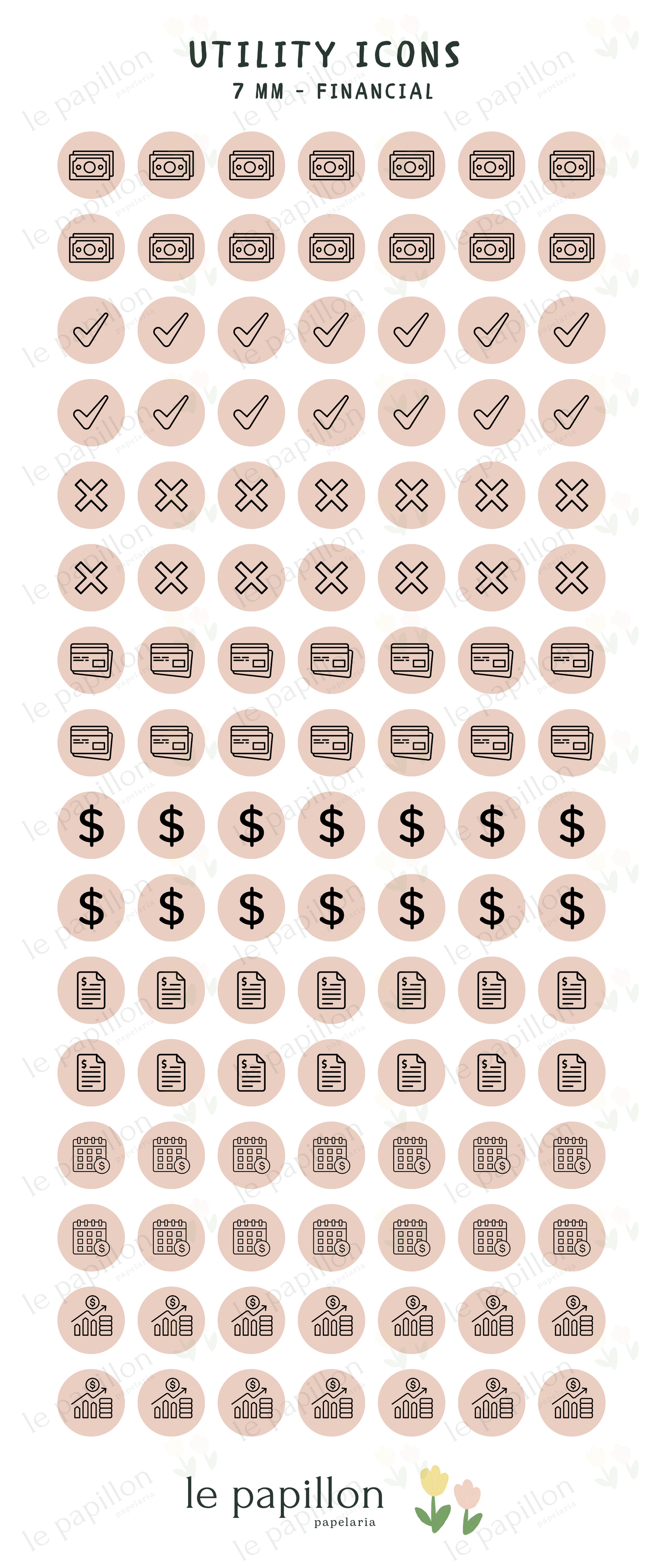 Cartela Utility Icons 7mm - Financial