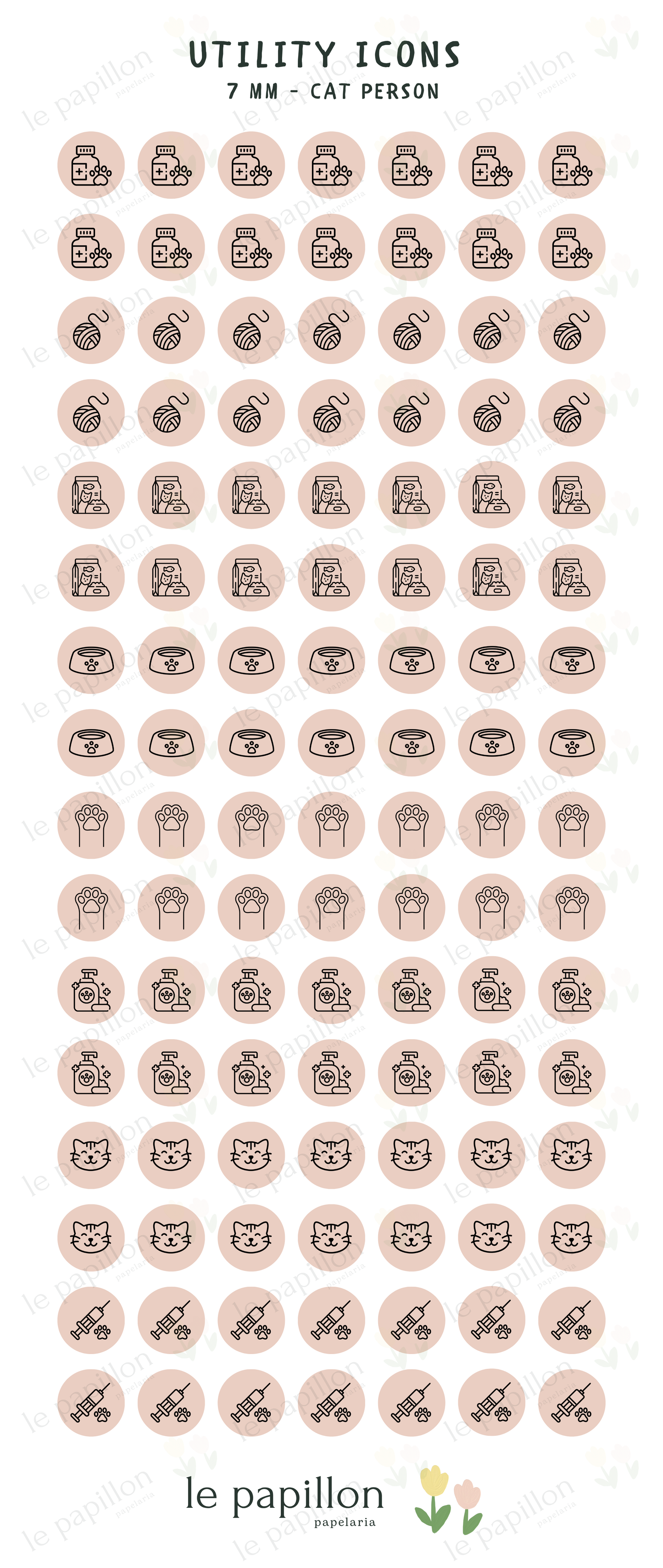 Cartela Utility Icons 7mm - Cat Person