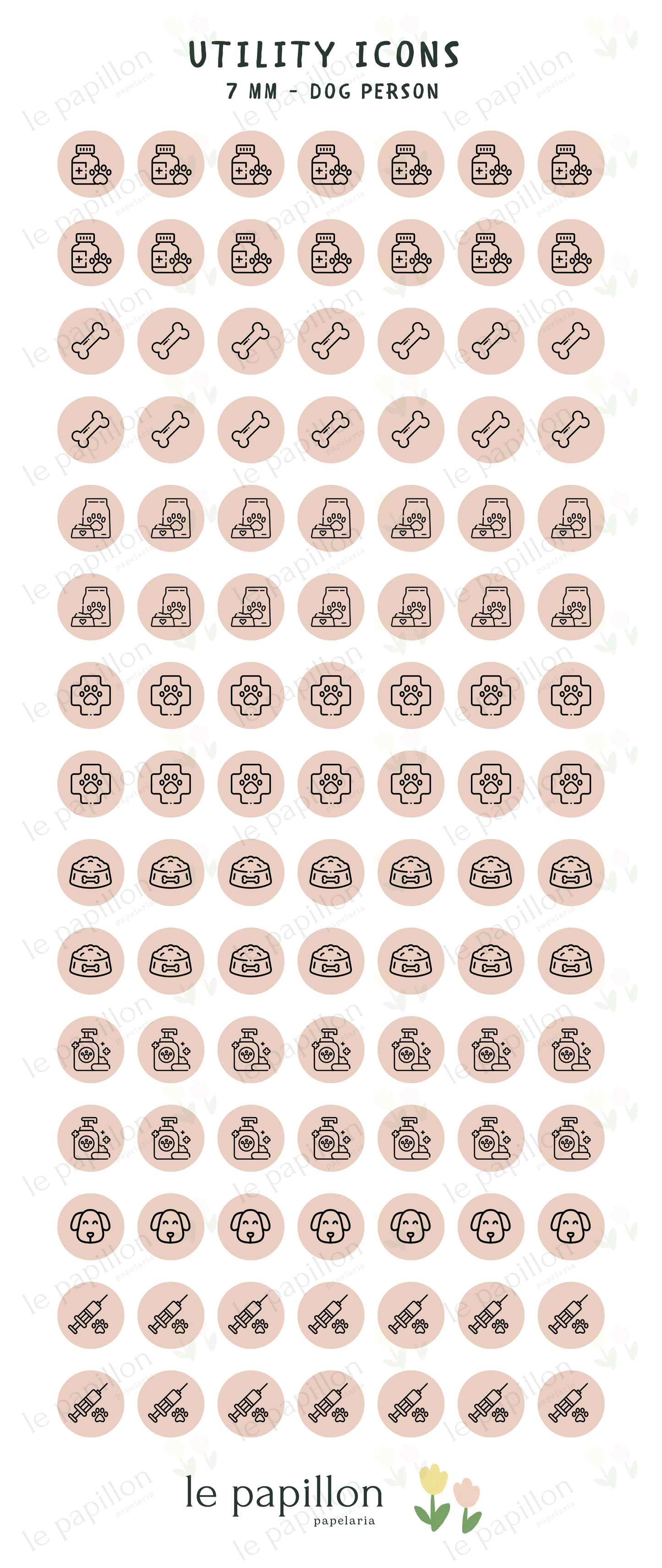 Cartela Utility Icons 7mm - Dog Person