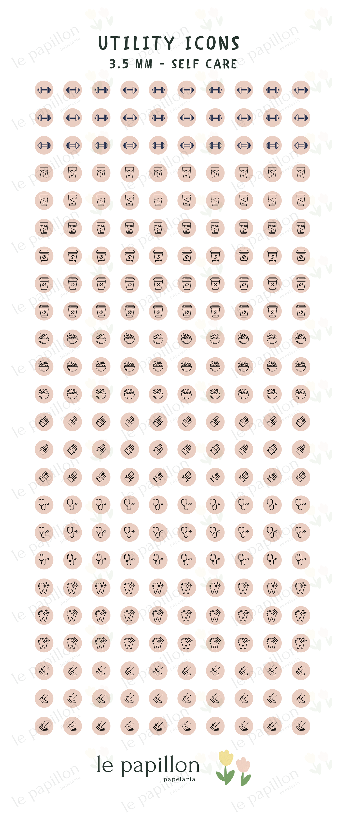 Cartela Utility Icons 3.5mm - Self Care