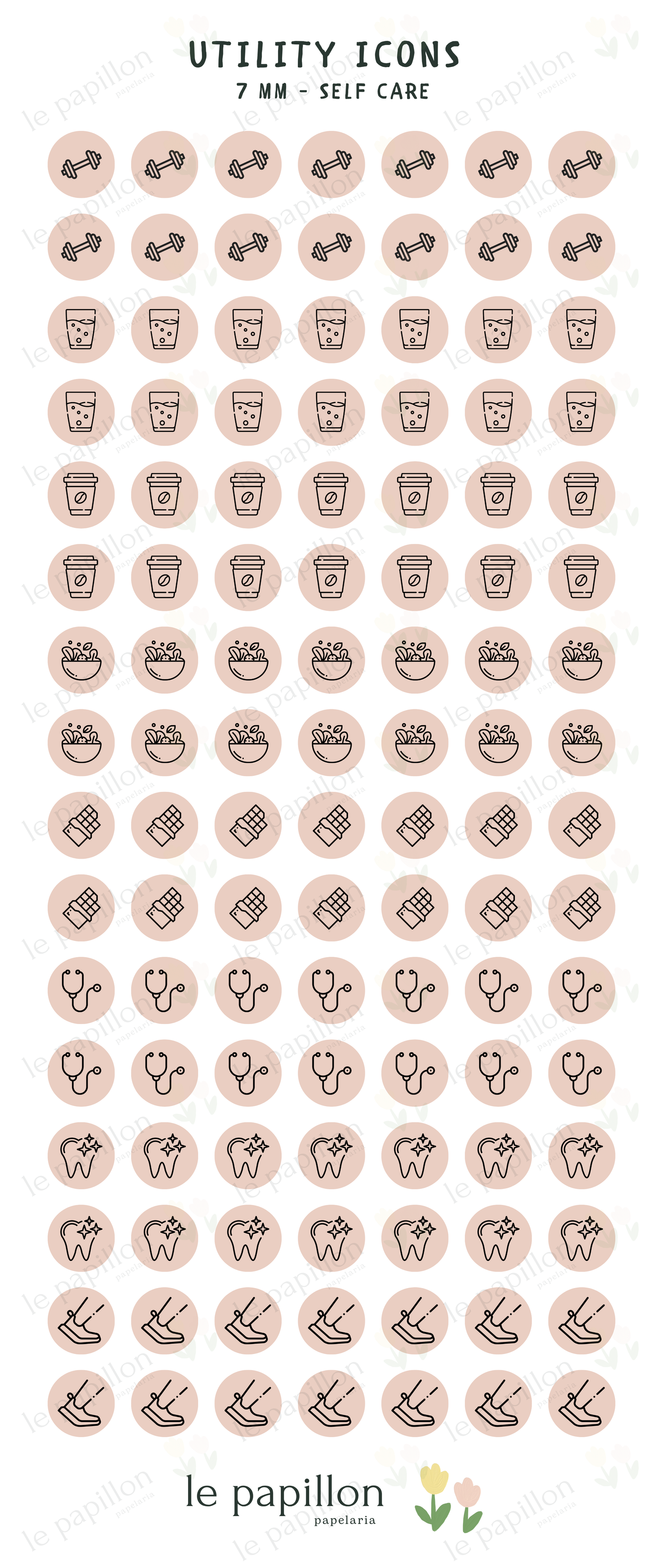 Cartela Utility Icons 7mm - Self Care