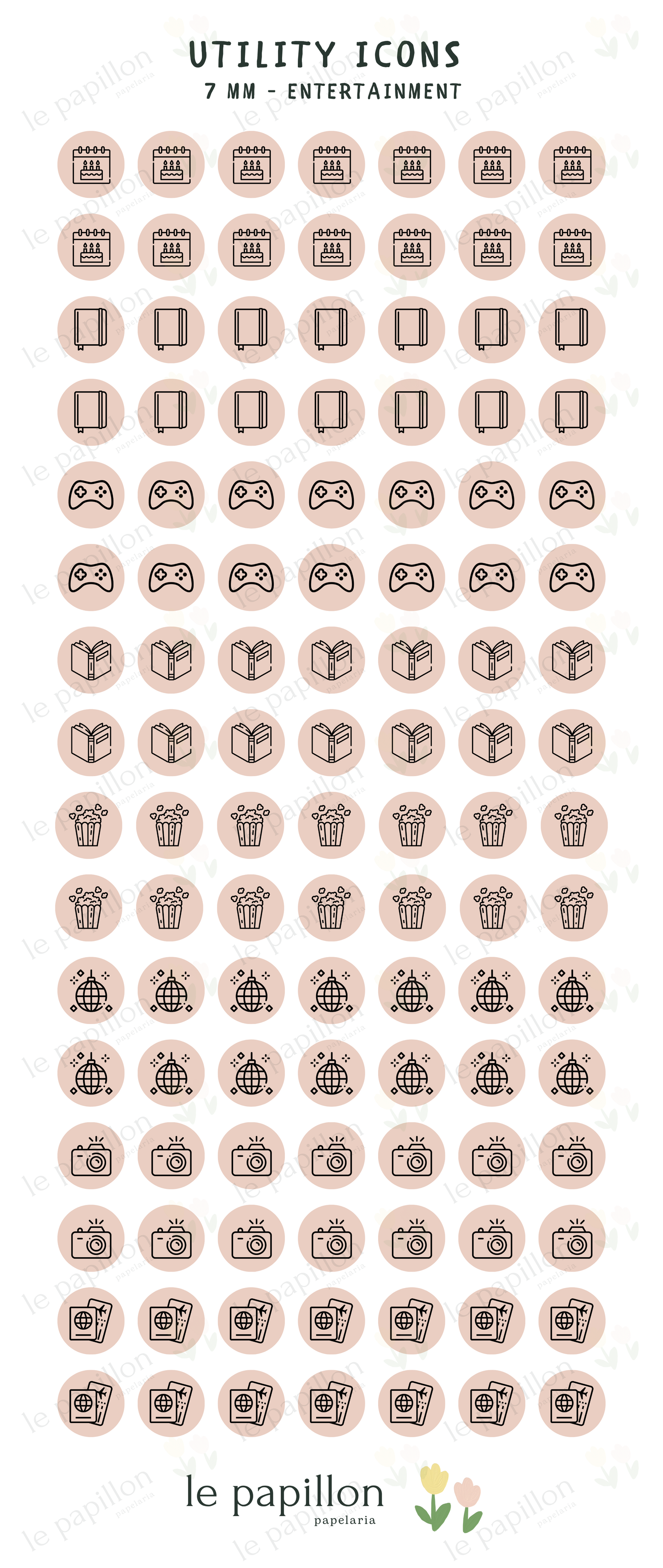 Cartela Utility Icons 7mm - Entertainment