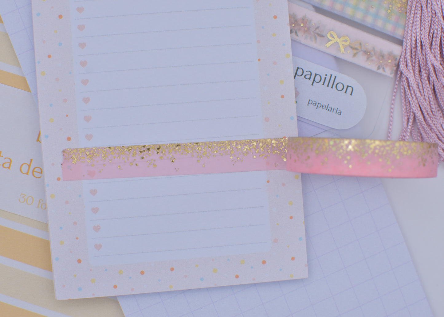 Amostra de Washi Tape - Simply Gilded 10 mm - Pink Stardust