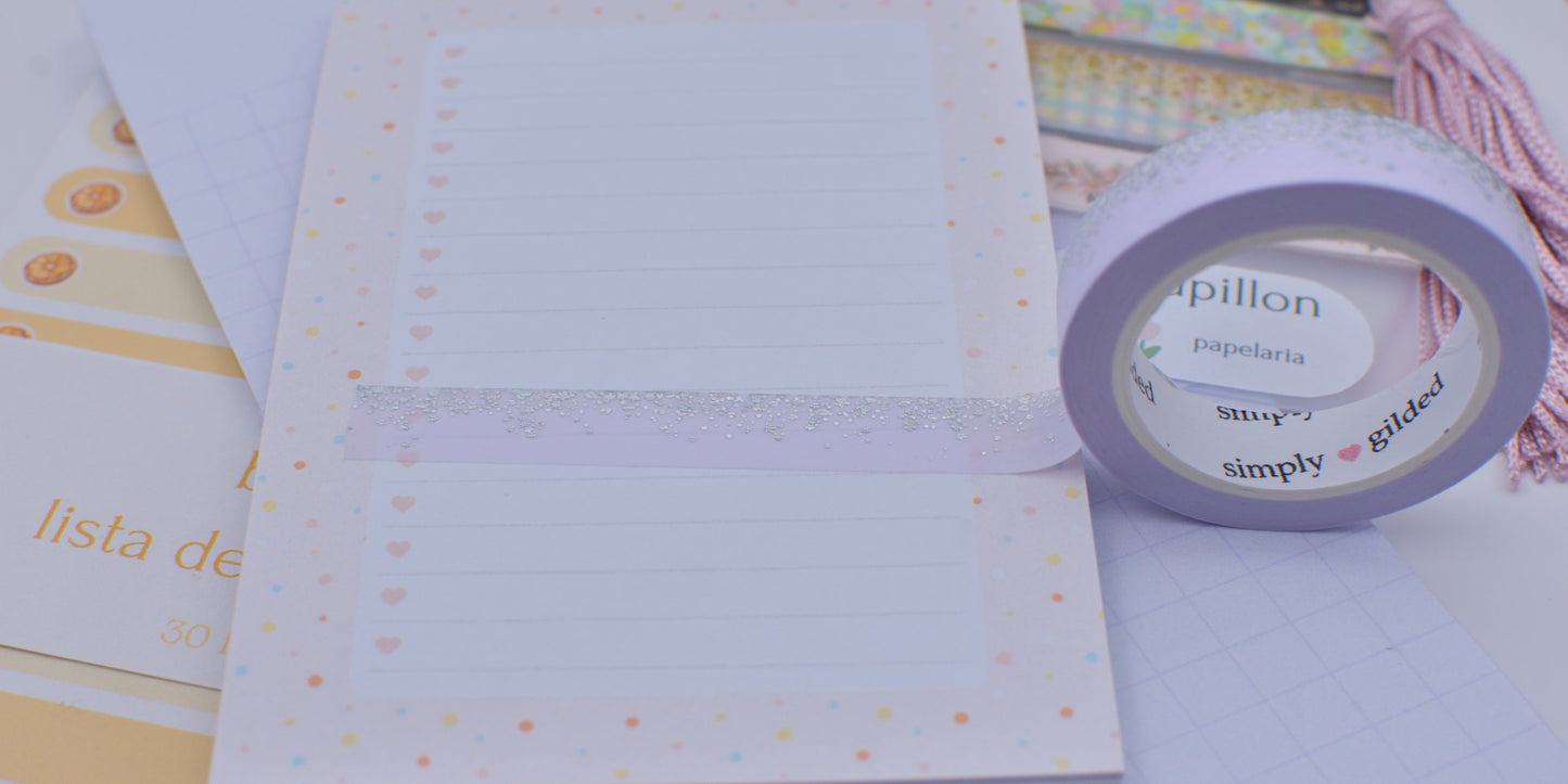 Amostra de Washi Tape - Simply Gilded 10 mm - Lavender Lullaby Stardust