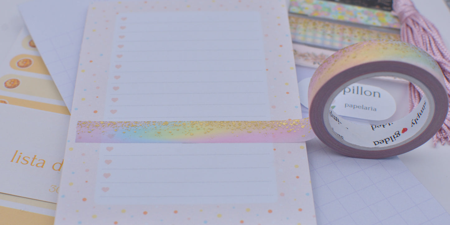 Amostra de Washi Tape - Simply Gilded 10 mm - Pastel Rainbow Stardust
