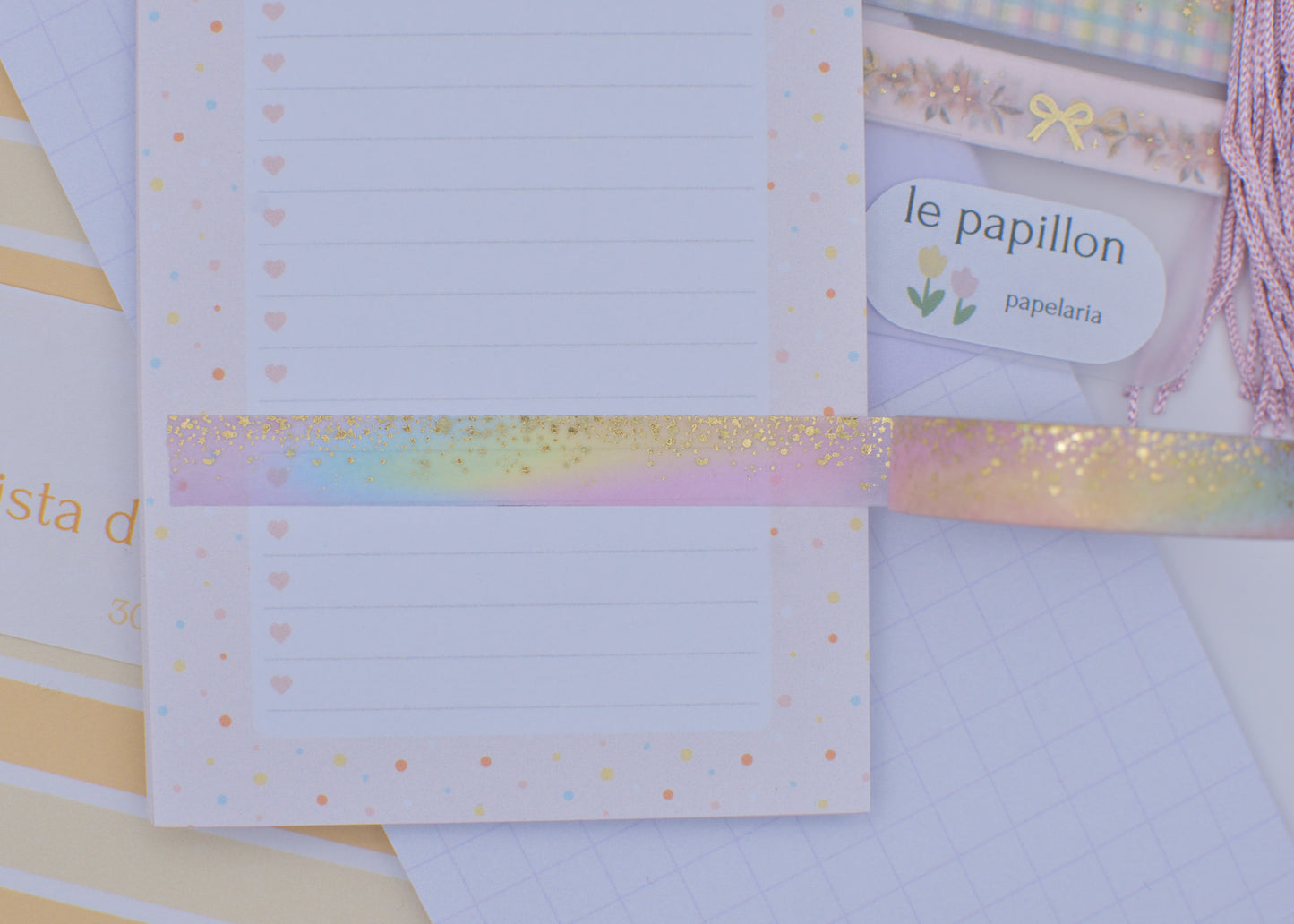 Amostra de Washi Tape - Simply Gilded 10 mm - Pastel Rainbow Stardust