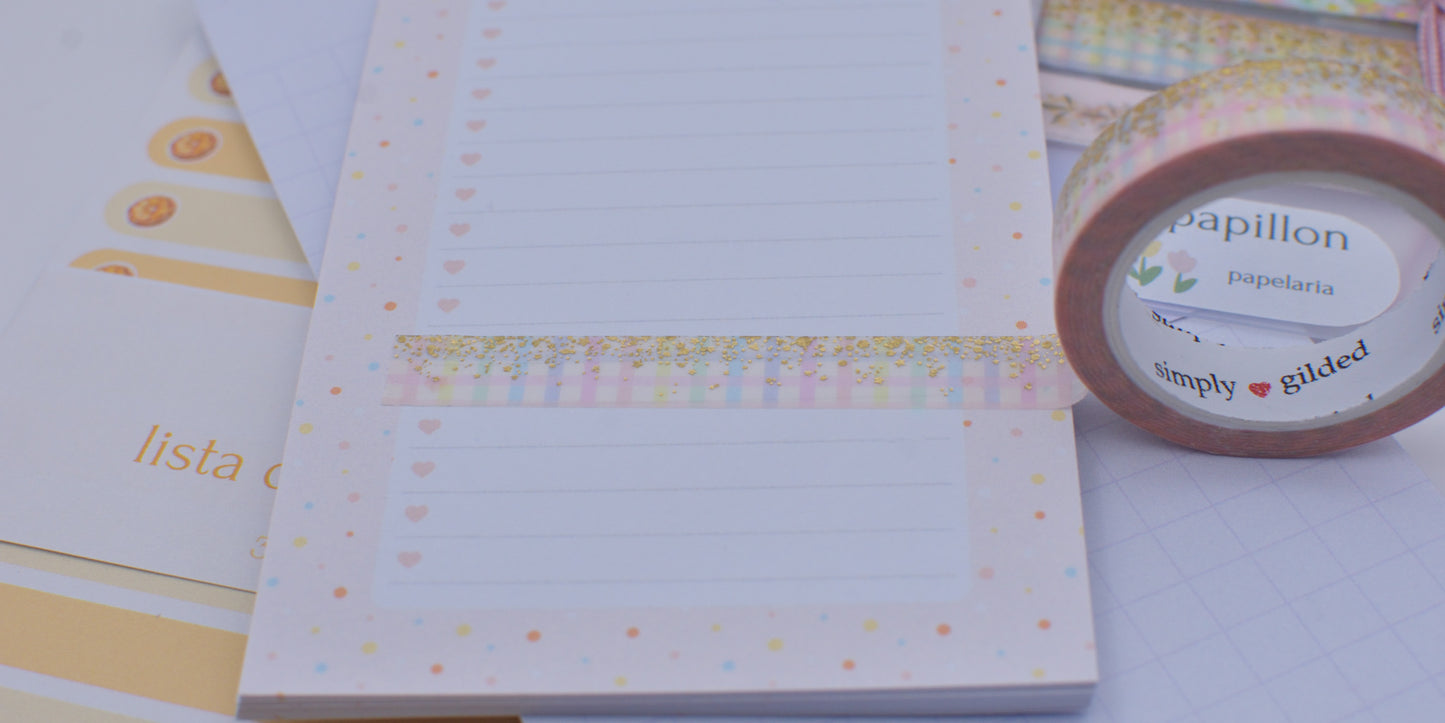 Amostra de Washi Tape - Simply Gilded 10 mm - Rainbow Gingham Stardust