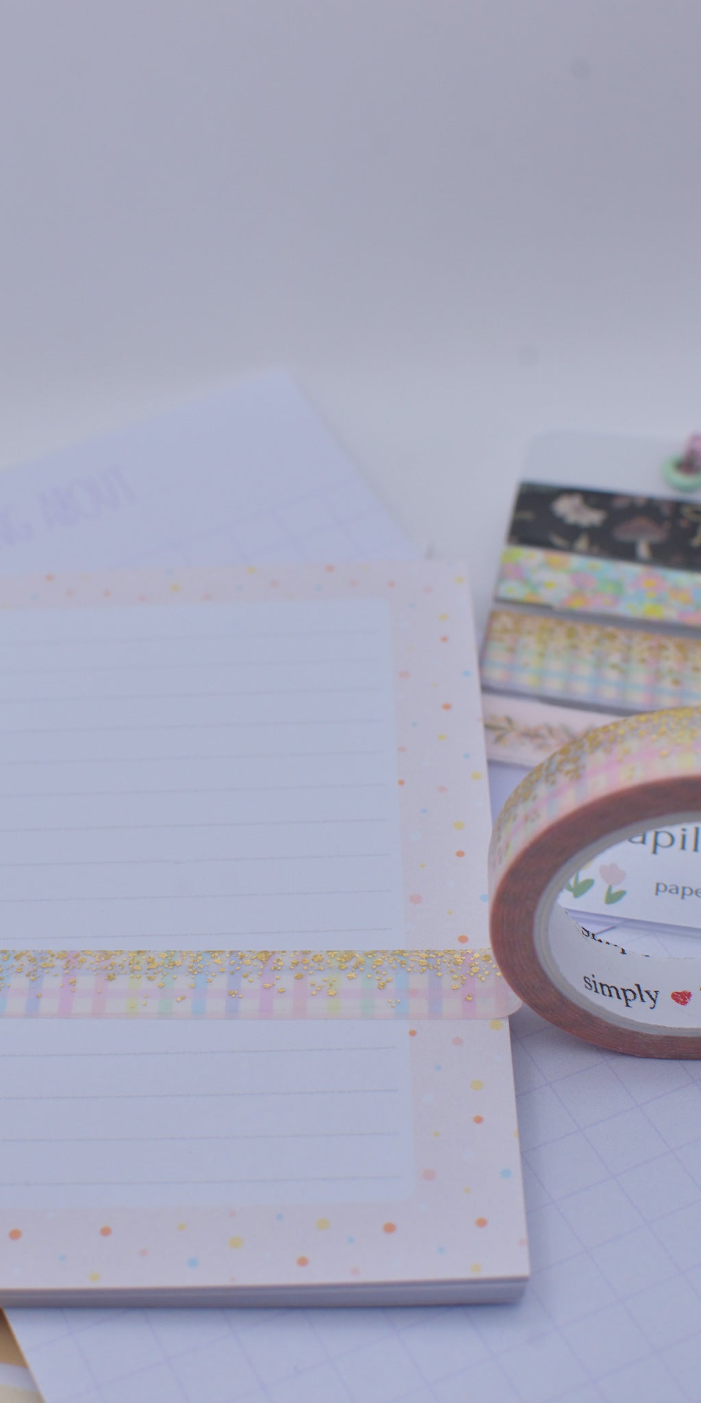 Amostra de Washi Tape - Simply Gilded 10 mm - Rainbow Gingham Stardust